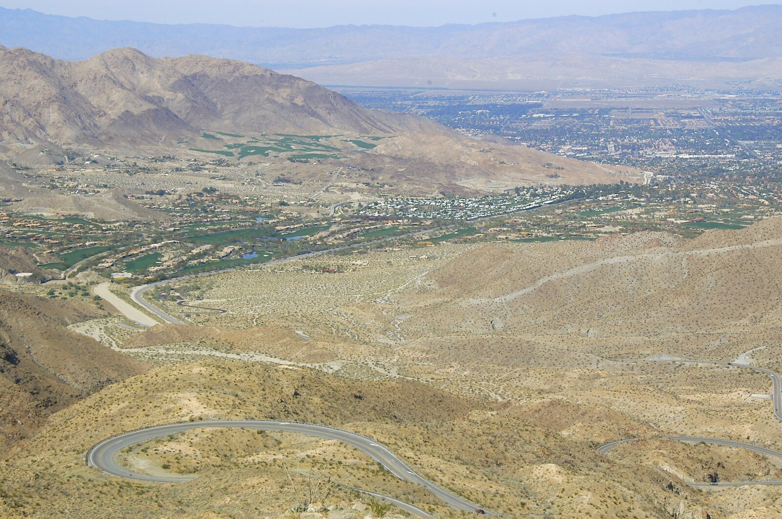 Palm Springs is down below from Mojave Desert: San Diego to Joshua Tree and Twentynine Palms, California, US - 5th March 2006