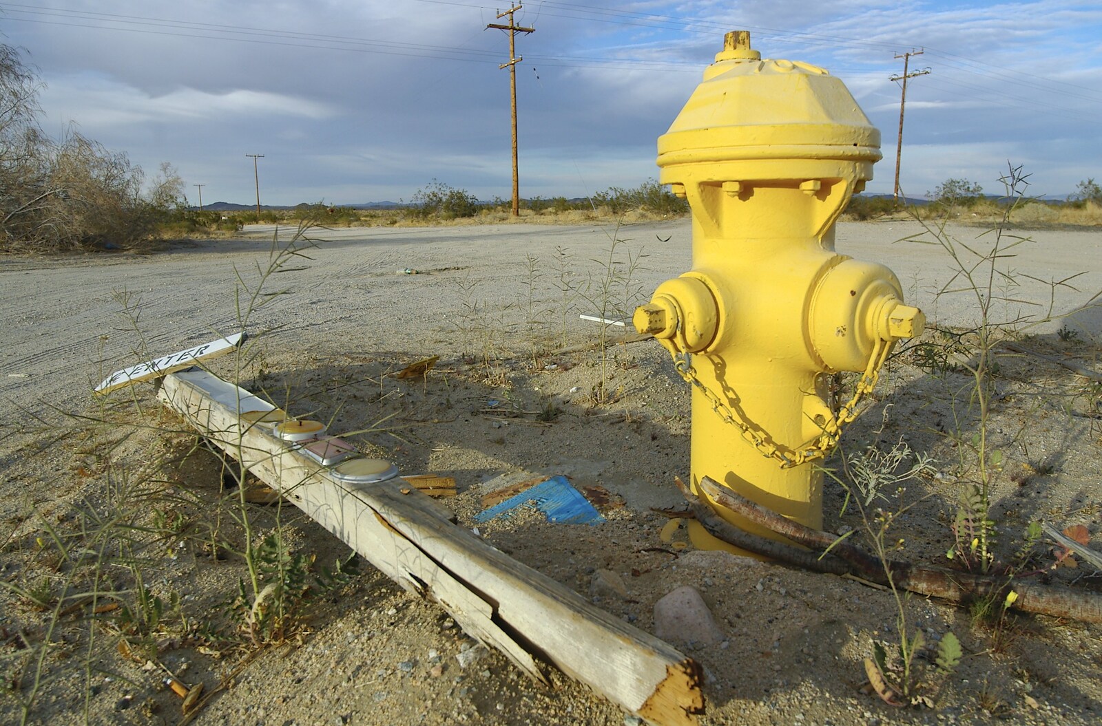 A yellow fire hydrant from Mojave Desert: San Diego to Joshua Tree and Twentynine Palms, California, US - 5th March 2006