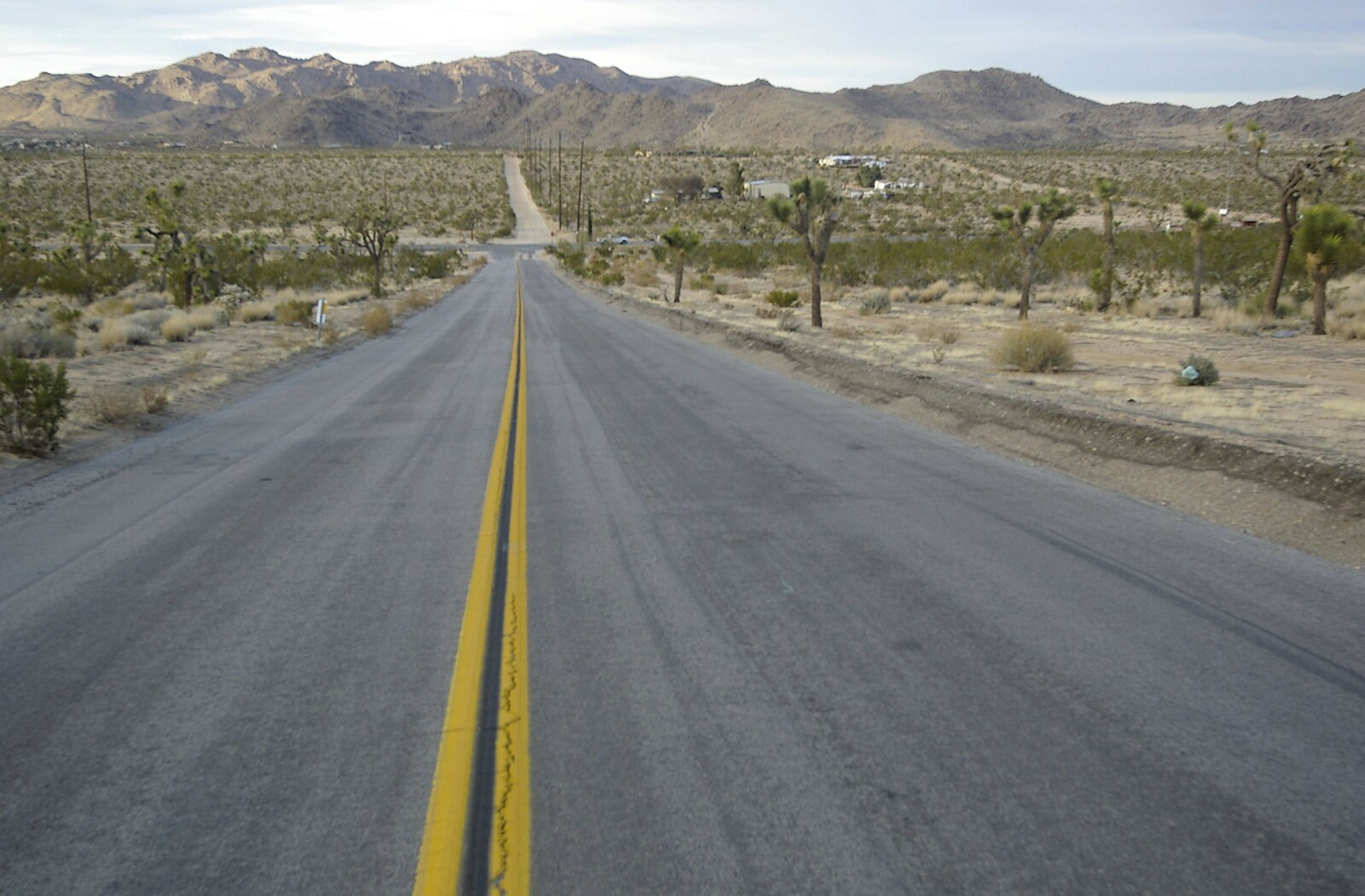 A vanishing-point road from Mojave Desert: San Diego to Joshua Tree and Twentynine Palms, California, US - 5th March 2006