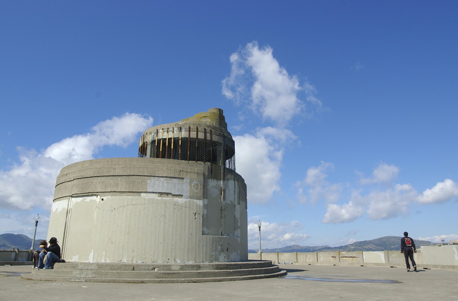 A Bauhaus-style concrete emplacement on the pier from The Golden Gate Bridge, San Francisco, California, US - 11th March 2006