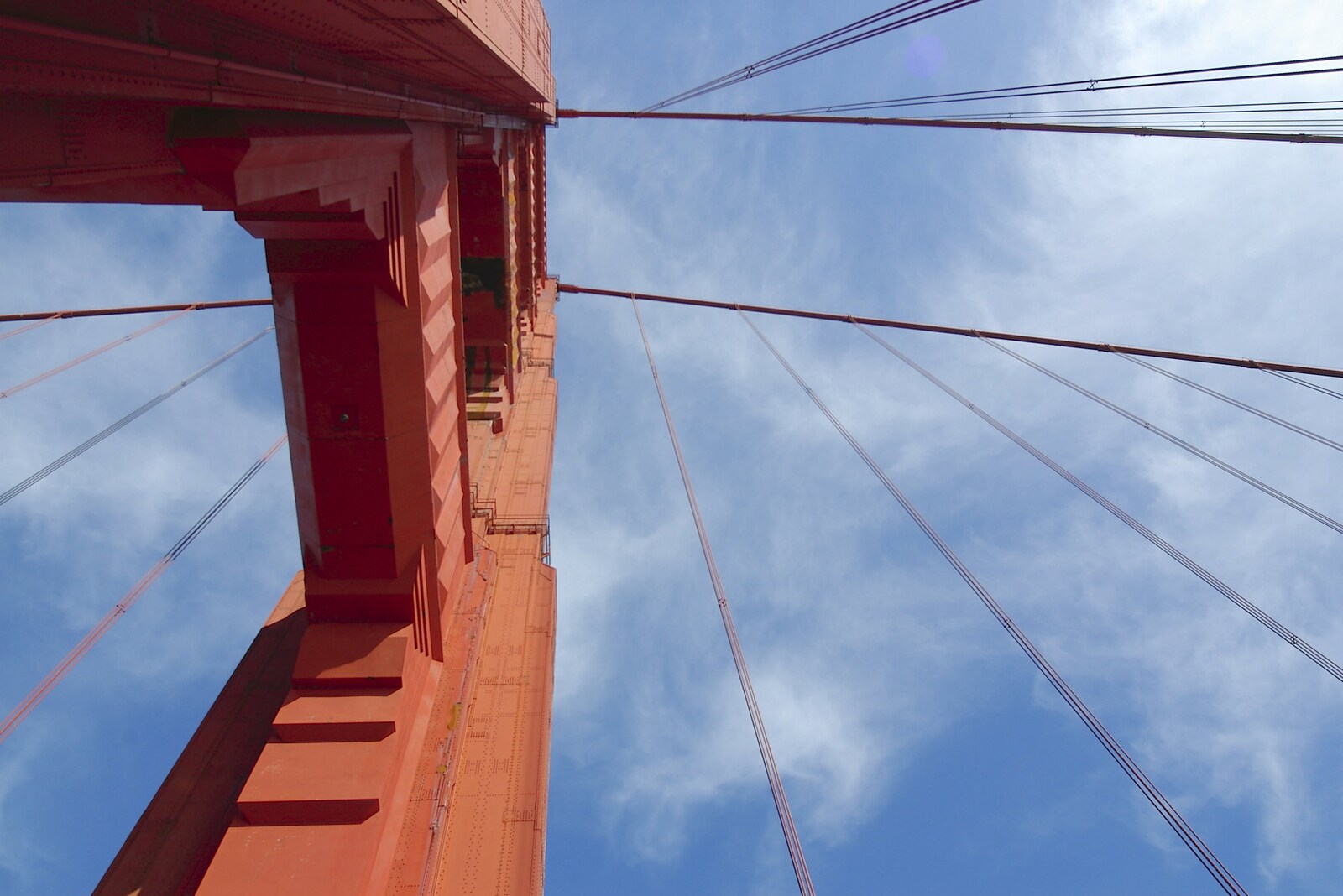Looking straight up one of the towers from The Golden Gate Bridge, San Francisco, California, US - 11th March 2006