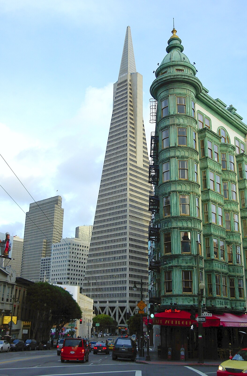 Transamerica - old and new from The Golden Gate Bridge, San Francisco, California, US - 11th March 2006