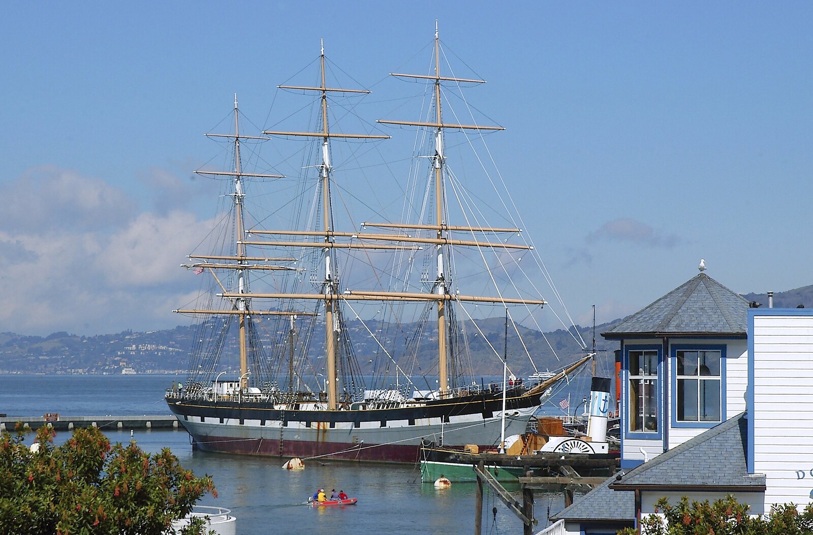 A tall ship on the Hyde Street Pier from Chinatown, Telegraph Hill and Fisherman's Wharf, San Francisco, California, US - 11th March 2006