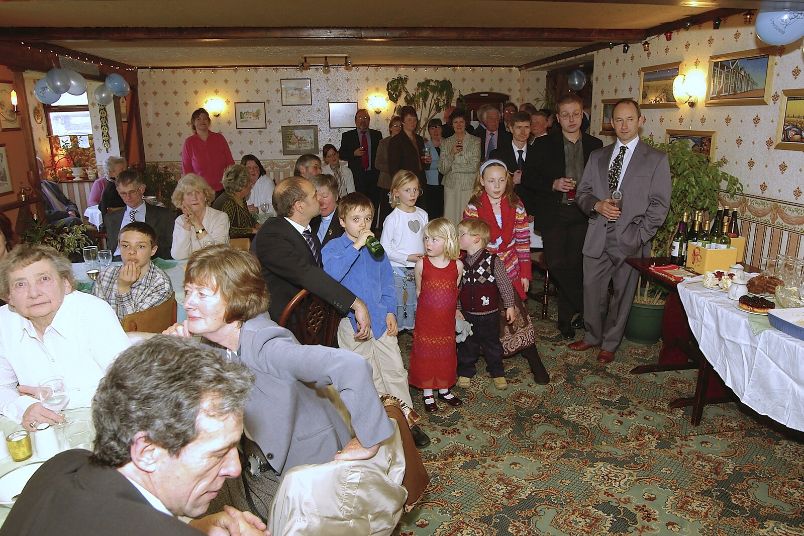 A room-full of onlookers from Clairesprog Christening, Church of St. Margaret of Antioch, Thrandeston, Suffolk - 19th March 2006