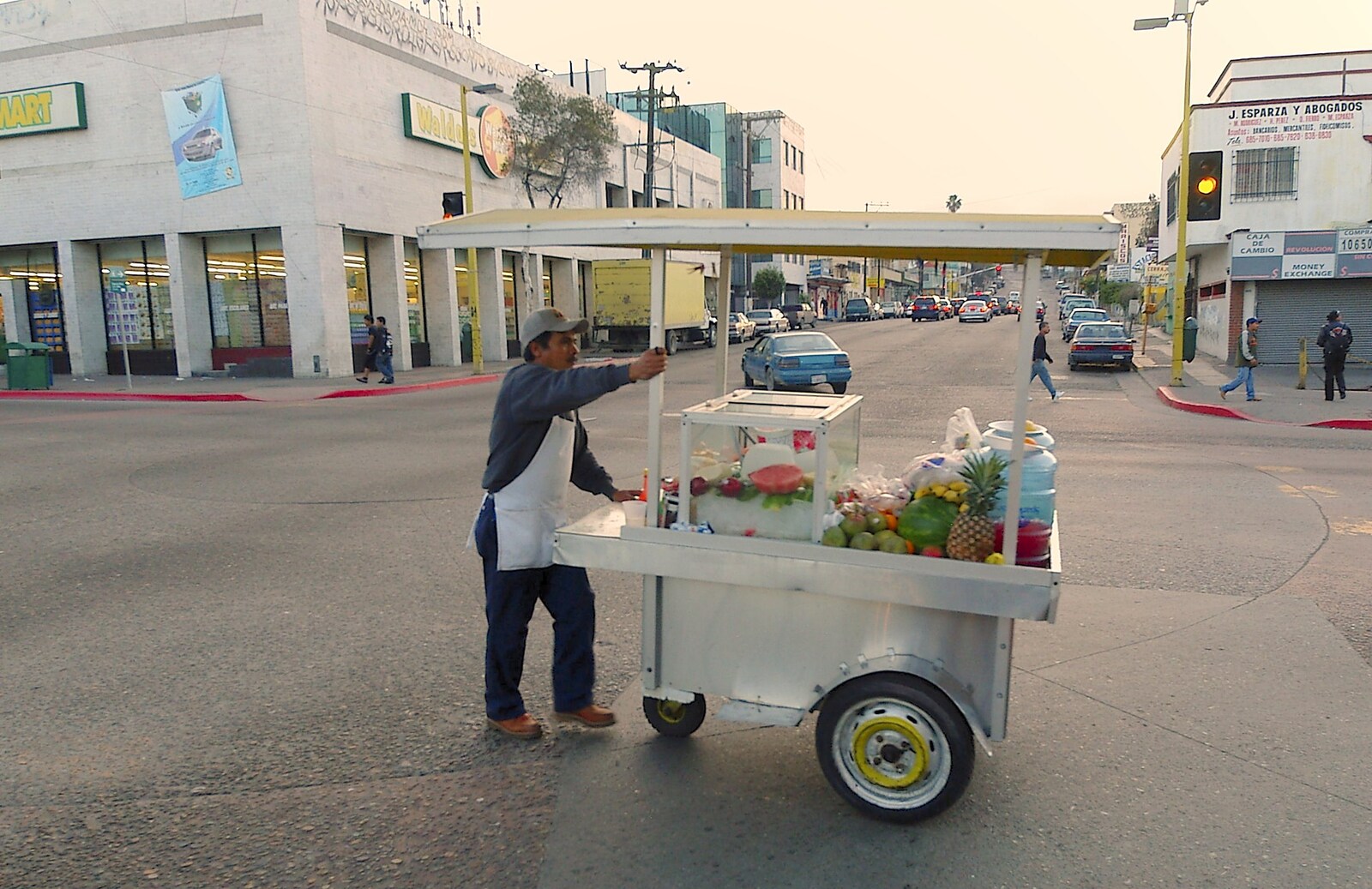 A street vendor wheels his foodstuffs downtown from A Trip to Tijuana, Mexico - 25th March 2006