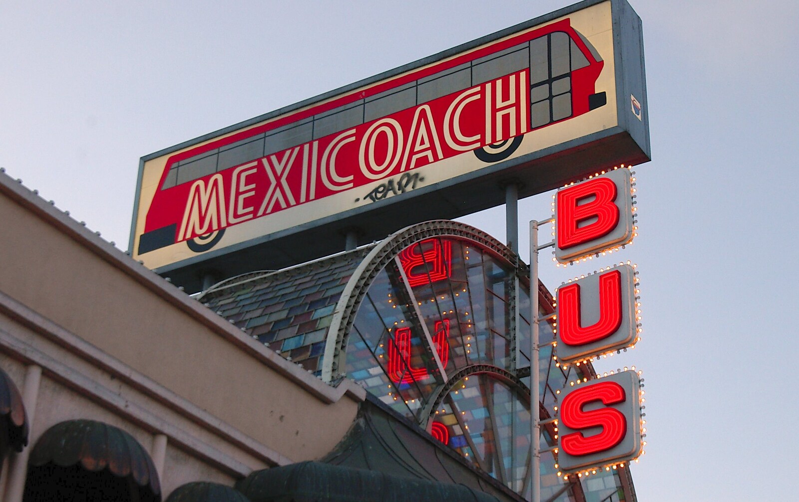 The neon sign of the central bus station from A Trip to Tijuana, Mexico - 25th March 2006