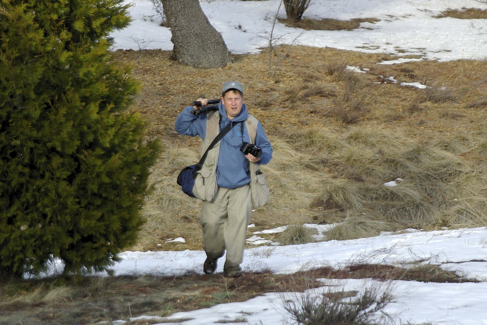 Ken appears from behind a bush from California Snow: San Bernadino State Forest, California, US - 26th March 2006