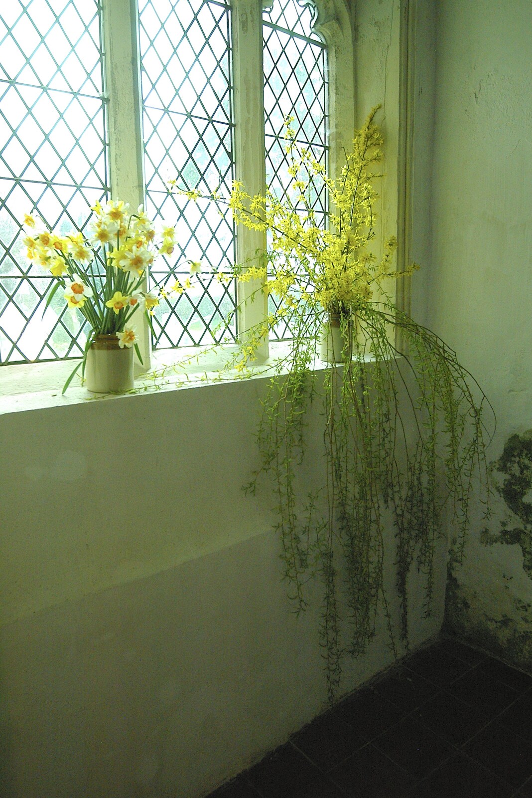 Flowers in a church window from California Snow: San Bernadino State Forest, California, US - 26th March 2006