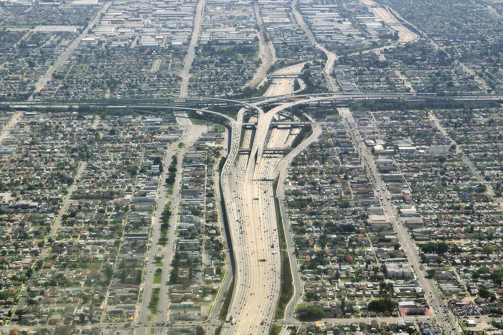 A monster Freeway slices through South LA, from San Diego Seven: The Desert and the Dunes, Arizona and California, US - 22nd April