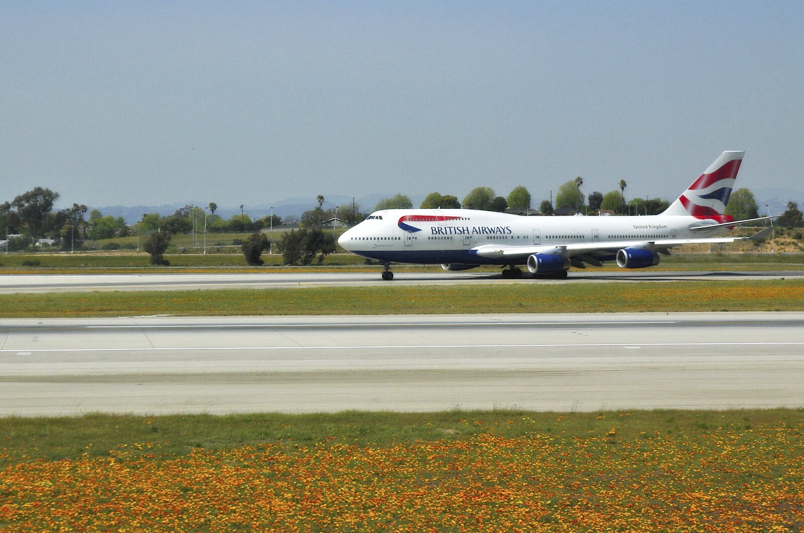 A British Airways 747-400 taxis in at LAX from San Diego Seven: The Desert and the Dunes, Arizona and California, US - 22nd April