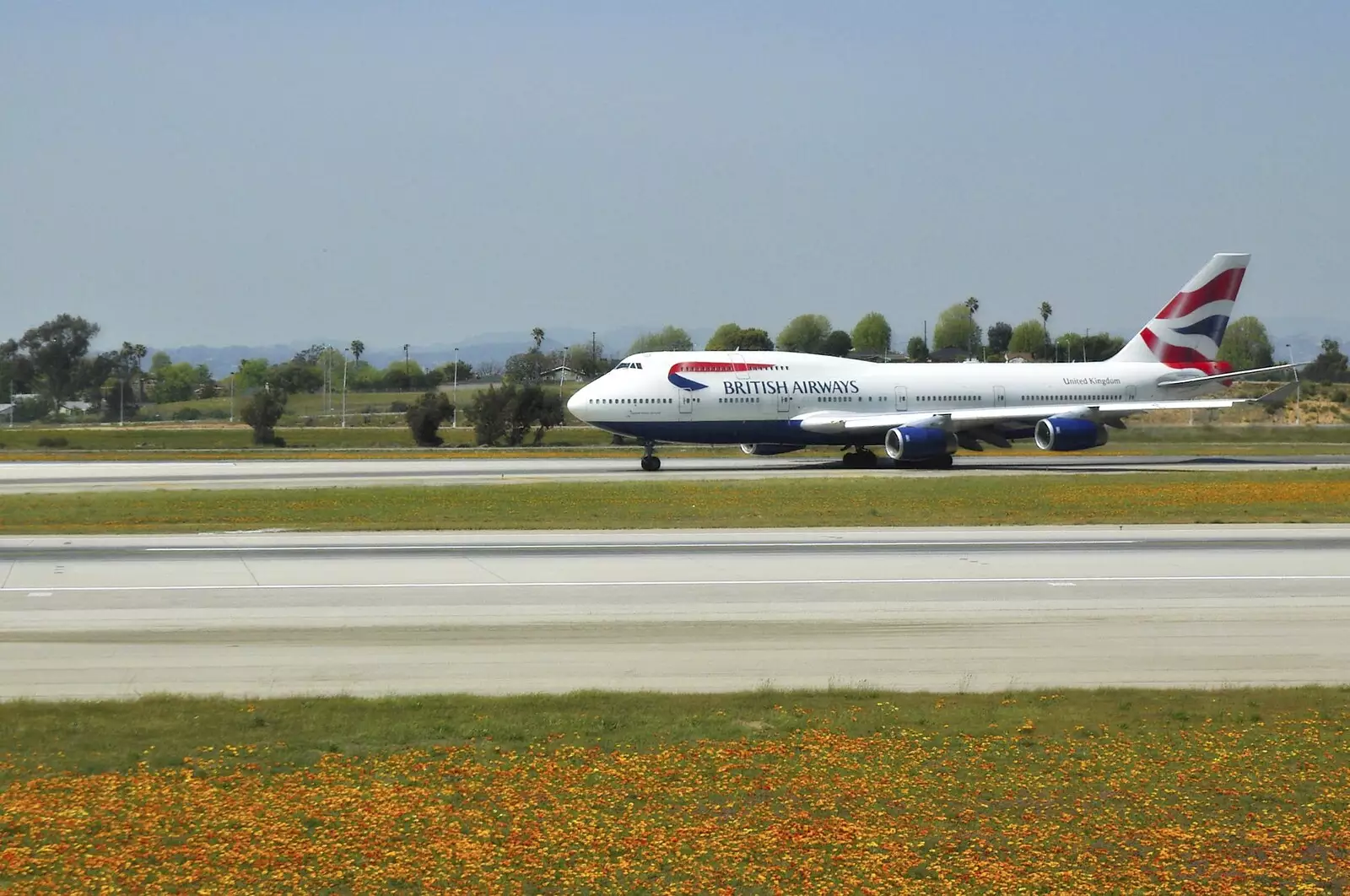 A British Airways 747-400 taxis in at LAX, from San Diego Seven: The Desert and the Dunes, Arizona and California, US - 22nd April