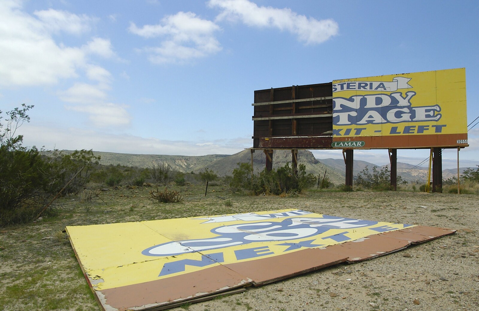 The Candy Cottage sign has seen some damage from San Diego Seven: The Desert and the Dunes, Arizona and California, US - 22nd April