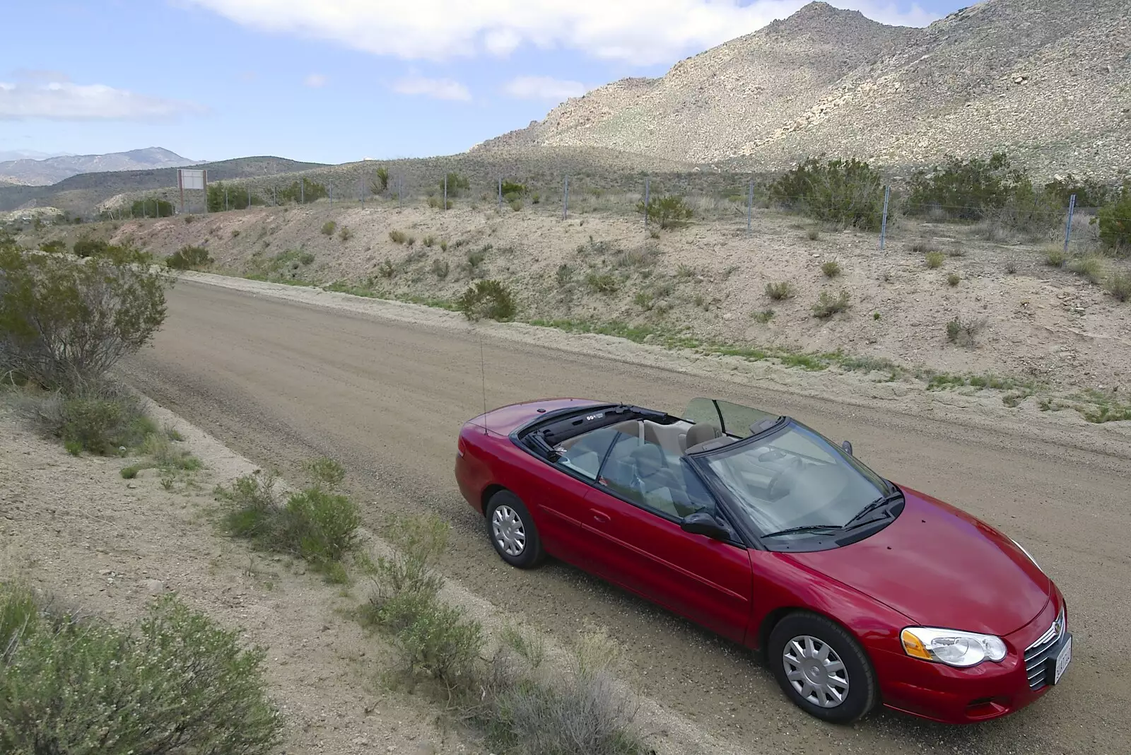 The hire care on a back road, from San Diego Seven: The Desert and the Dunes, Arizona and California, US - 22nd April