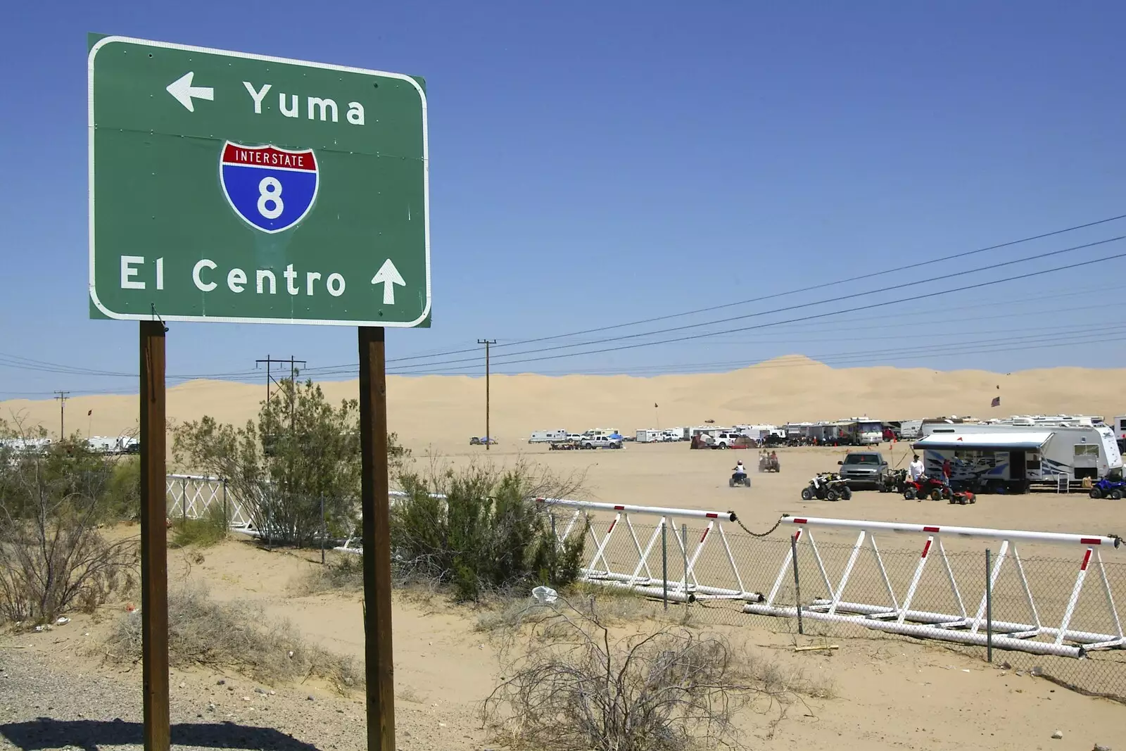 Interstate sign off I-8, at Dunes Recreation Area, from San Diego Seven: The Desert and the Dunes, Arizona and California, US - 22nd April