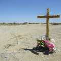A cross dedicated to Gabino Munoz, San Diego Seven: The Desert and the Dunes, Arizona and California, US - 22nd April