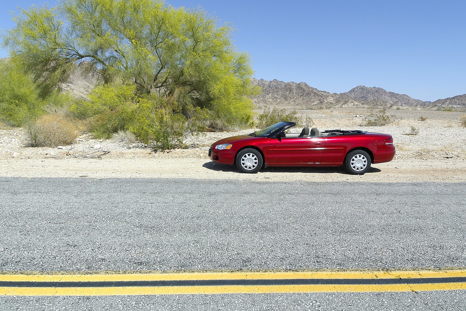 Shiny car in the desert heat on the side of S34 from San Diego Seven: The Desert and the Dunes, Arizona and California, US - 22nd April