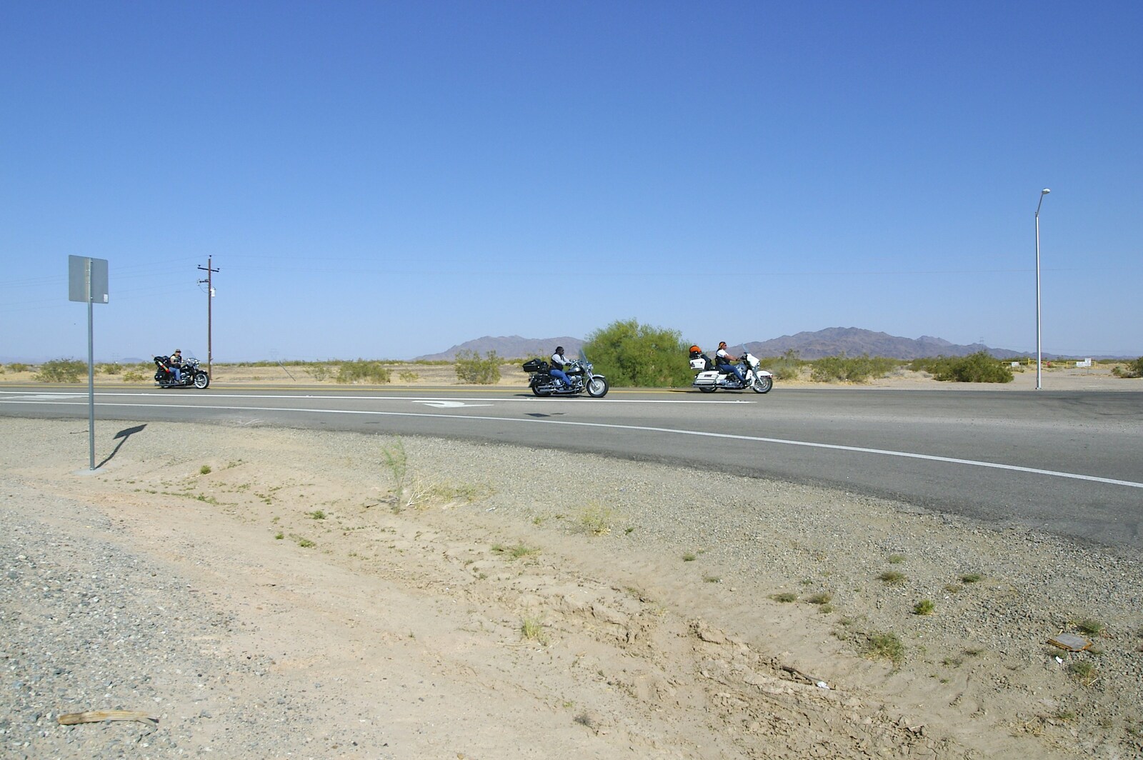 A bunch of Harleys ride around the desert from San Diego Seven: The Desert and the Dunes, Arizona and California, US - 22nd April