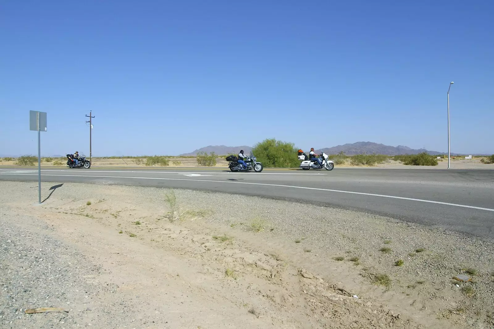 A bunch of Harleys ride around the desert, from San Diego Seven: The Desert and the Dunes, Arizona and California, US - 22nd April