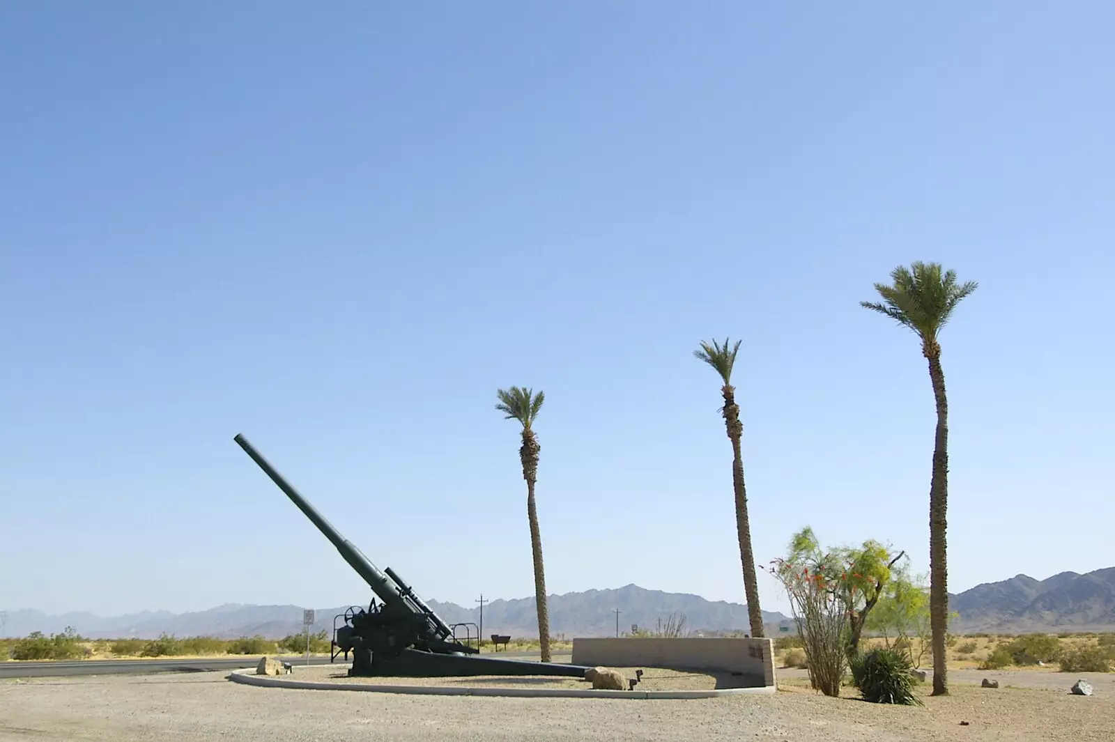 Howitzer, palm, palm, palm, from San Diego Seven: The Desert and the Dunes, Arizona and California, US - 22nd April