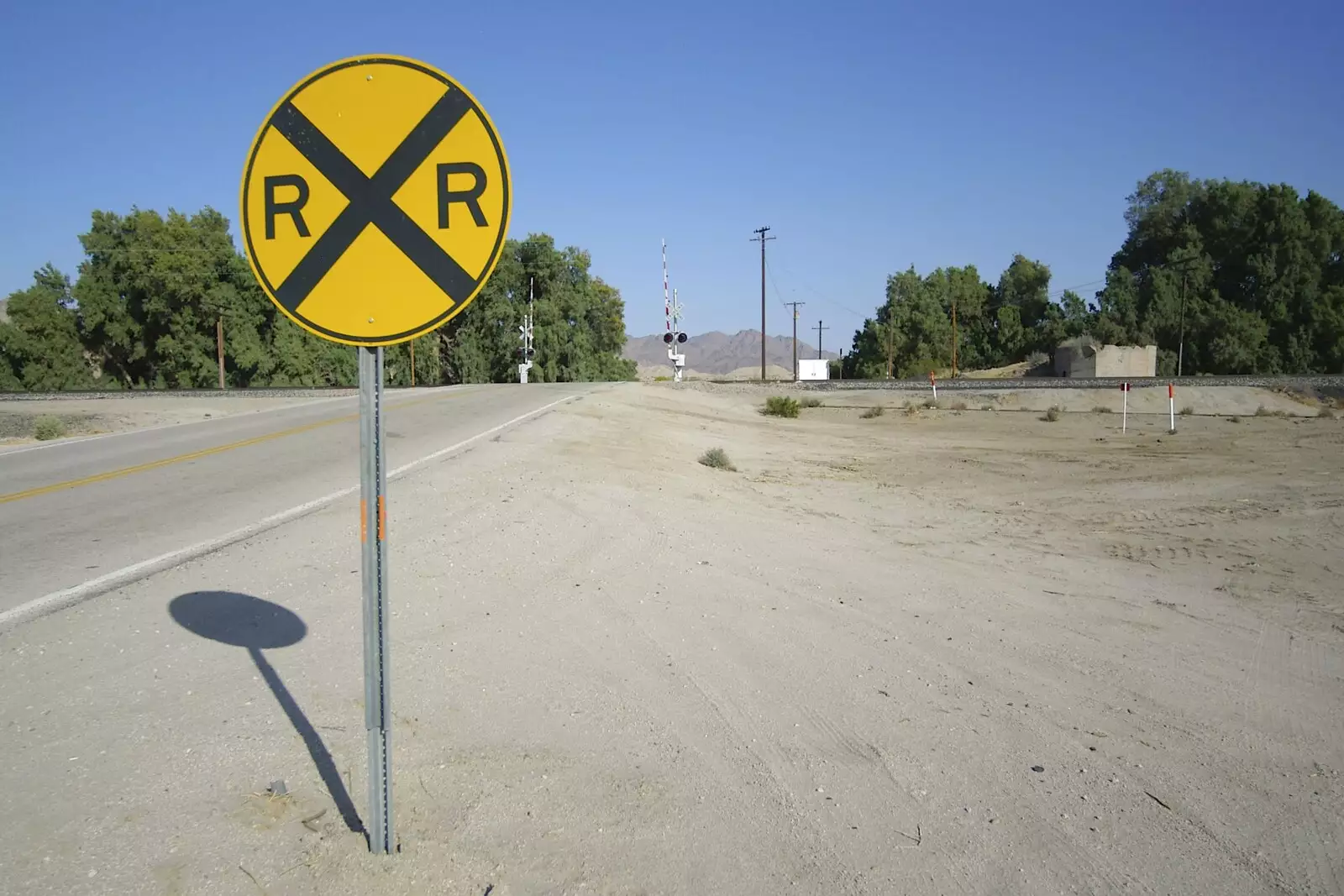 A railroad crossing, from San Diego Seven: The Desert and the Dunes, Arizona and California, US - 22nd April