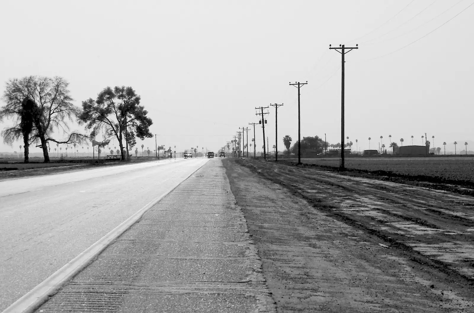 Telegraph poles vanish to the horizon, from San Diego Seven: The Desert and the Dunes, Arizona and California, US - 22nd April