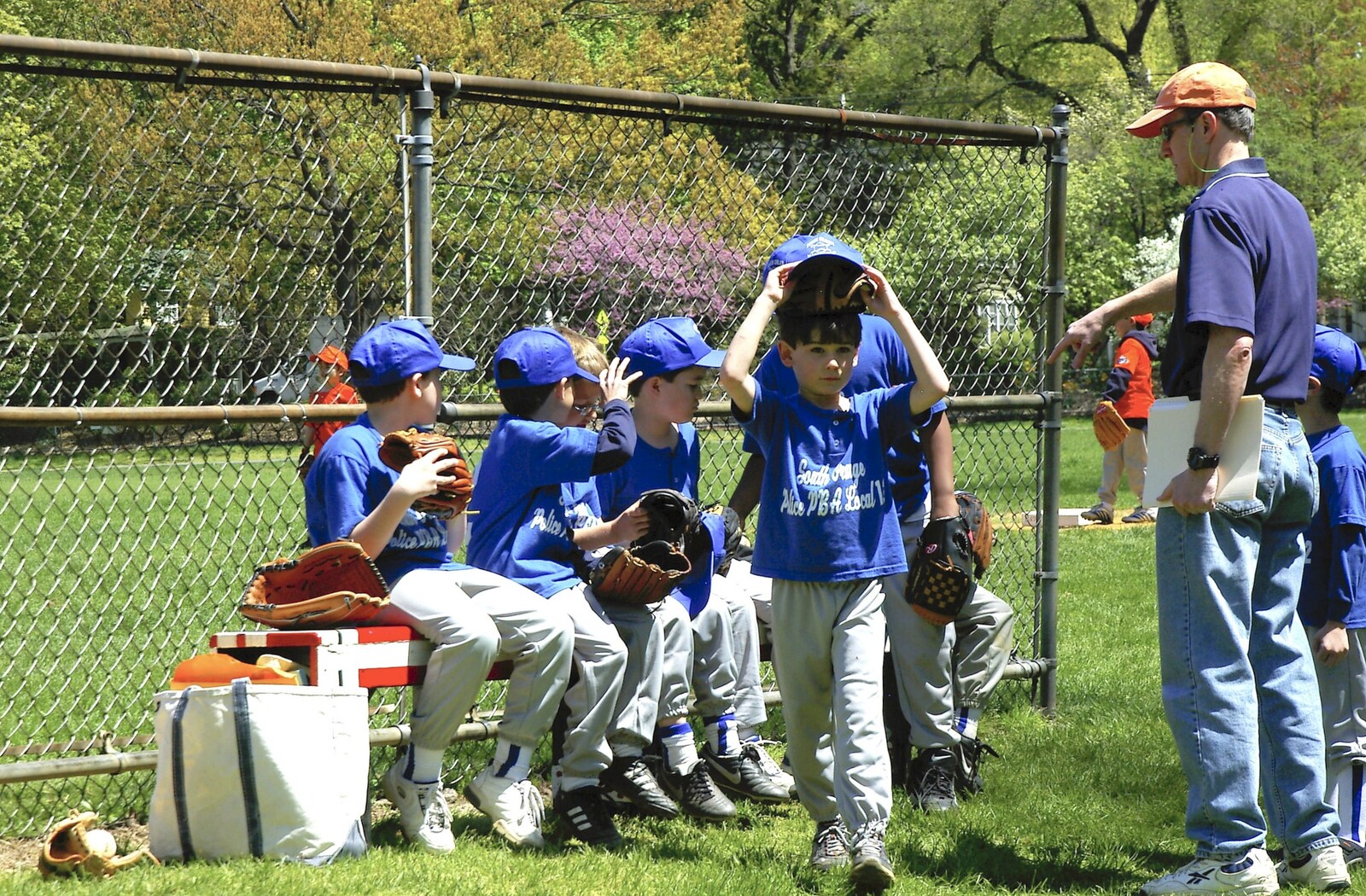 Kai sticks his cap on from Maplewood and Little-League Baseball, New Jersey - 29th April 2006