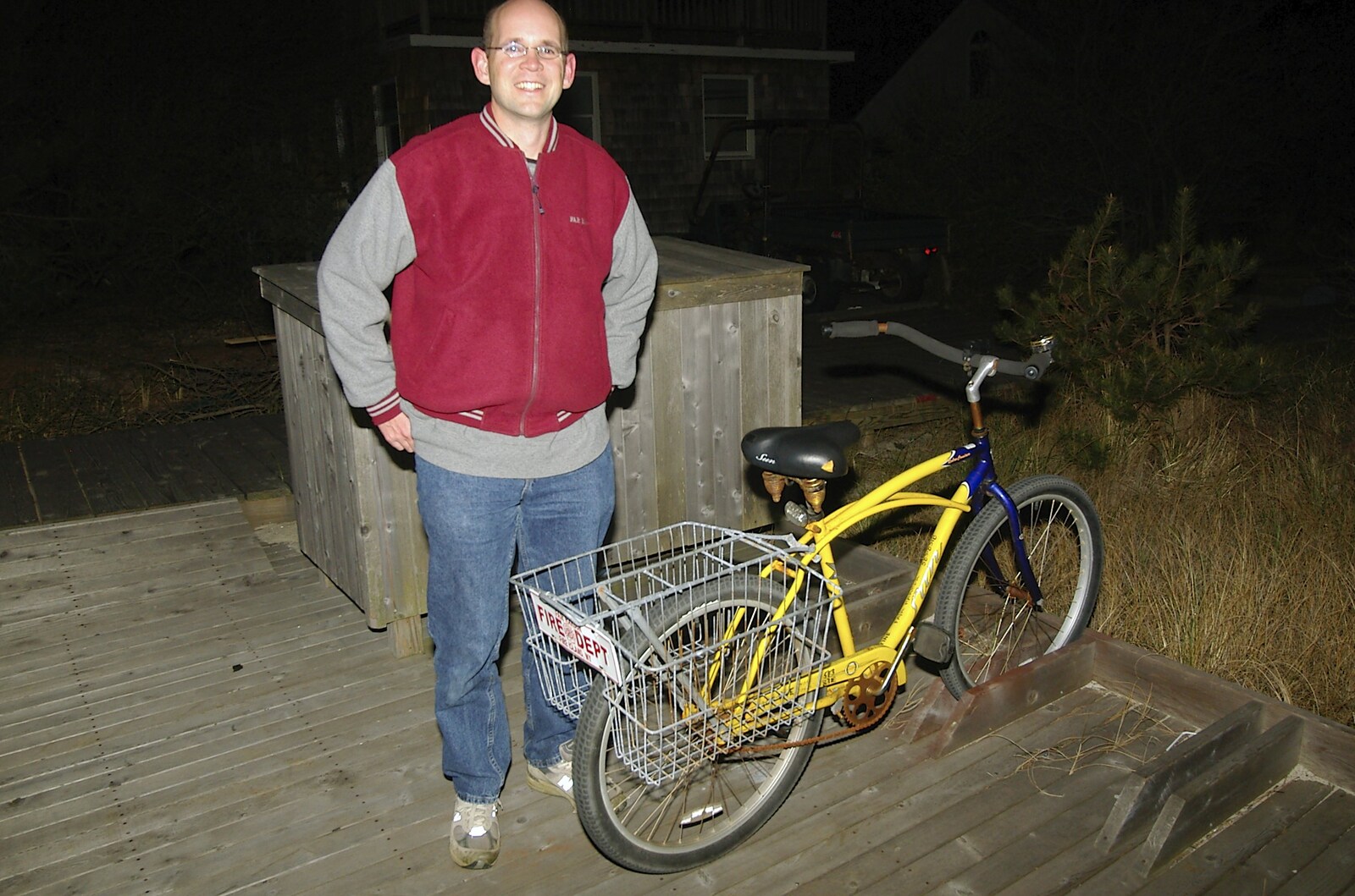 Phil gets his fire-department-issue bike out from Phil and the Fair Harbor Fire Engine, Fire Island, New York State, US - 30th April 2006