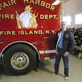 Phil stands next to a fire truck, Phil and the Fair Harbor Fire Engine, Fire Island, New York State, US - 30th April 2006