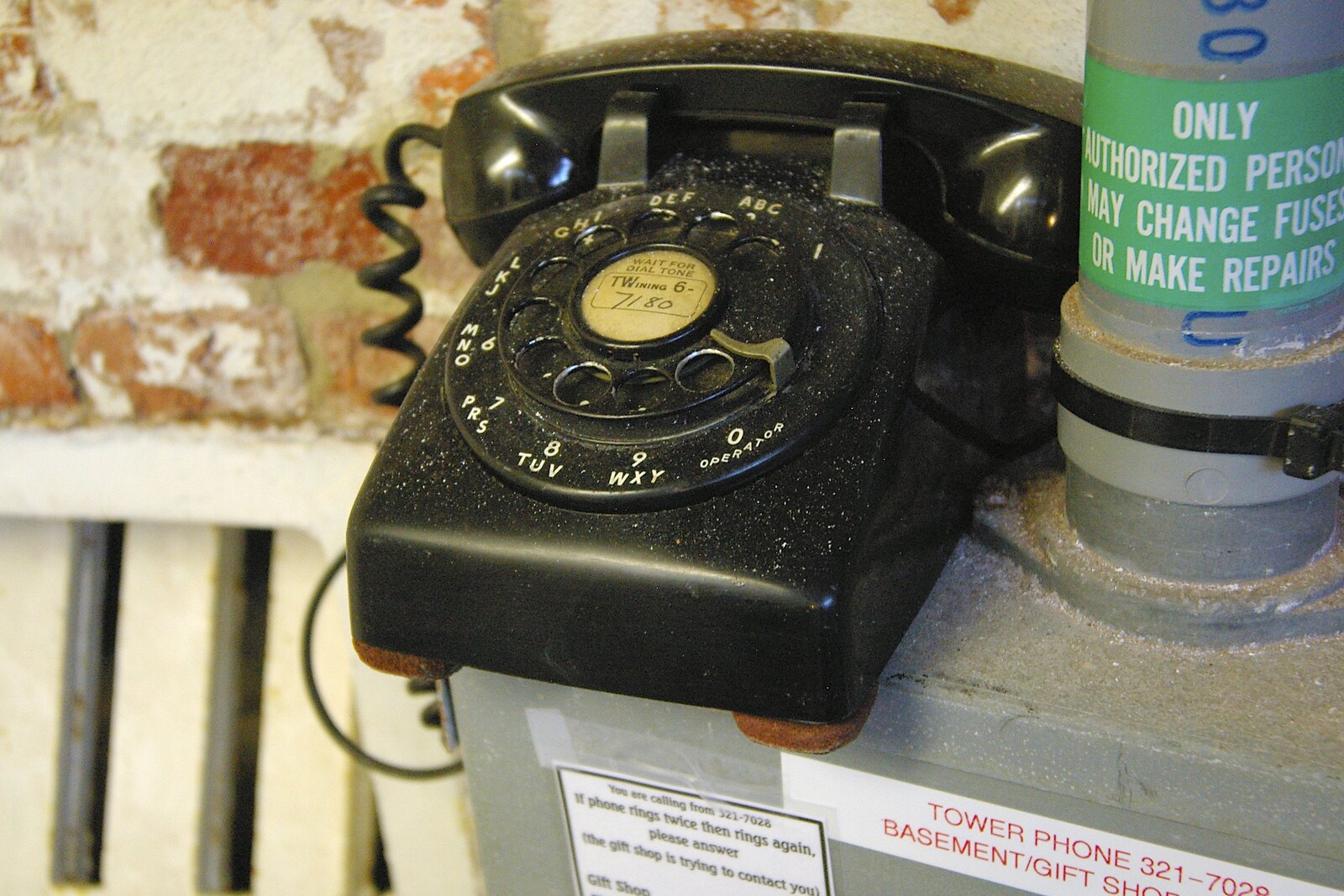An old telephone from Phil and the Fair Harbor Fire Engine, Fire Island, New York State, US - 30th April 2006