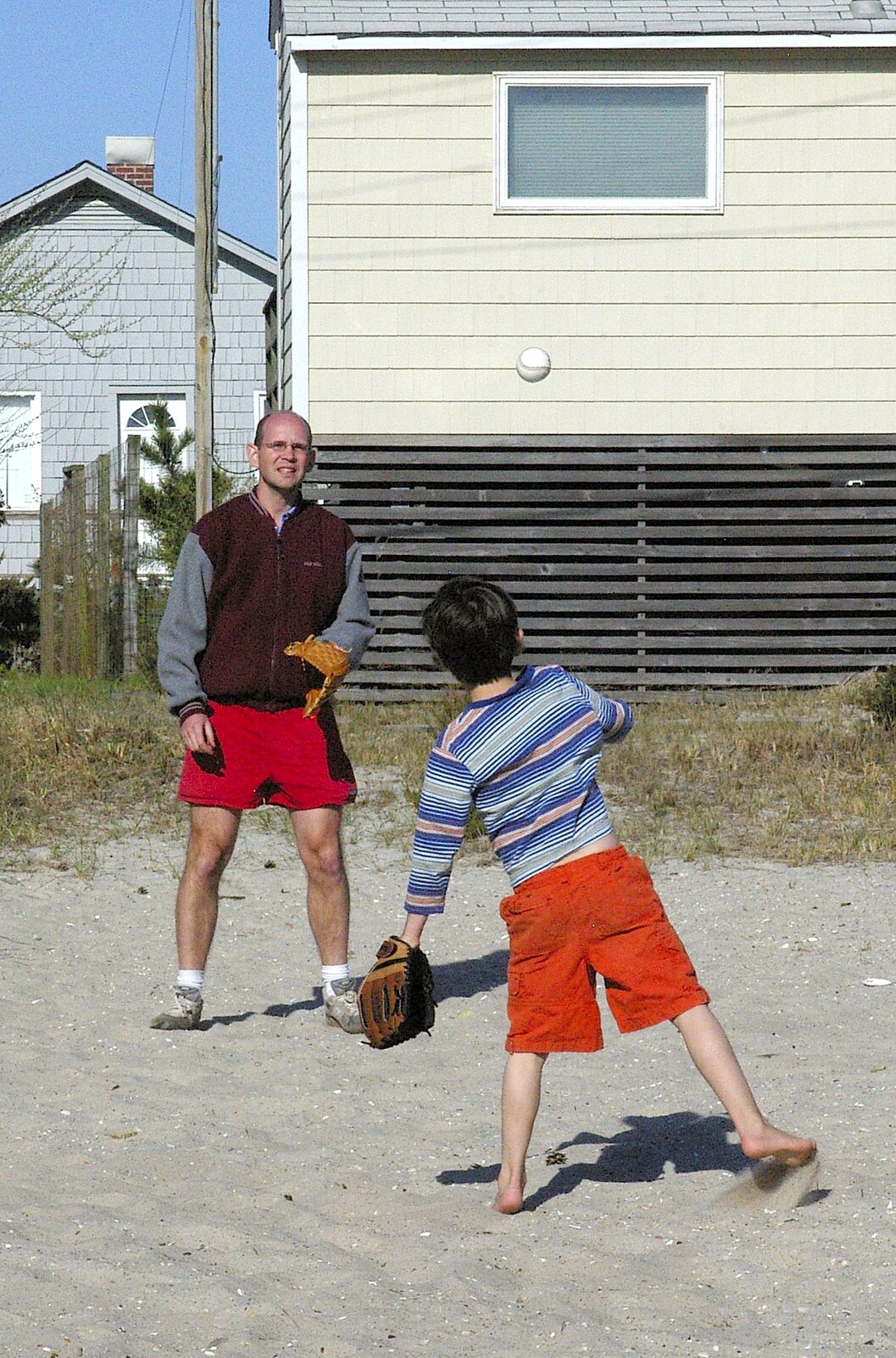More baseball pitching action from Phil and the Fair Harbor Fire Engine, Fire Island, New York State, US - 30th April 2006