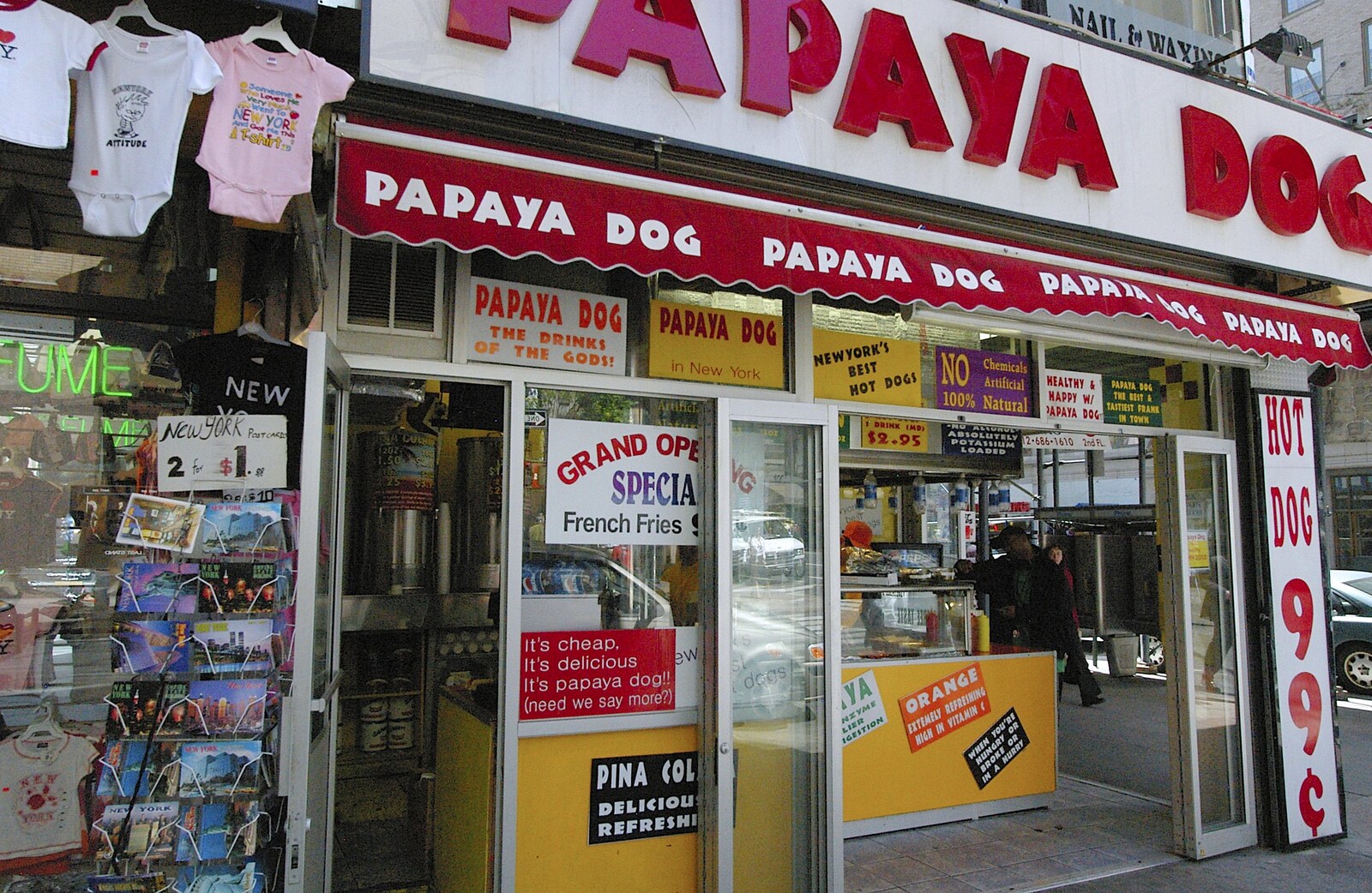 A 'Papaya Dog' shop on the corner of 5th and 33rd from Times Square, the Empire State and Ground Zero, New York, US - 1st May 2006