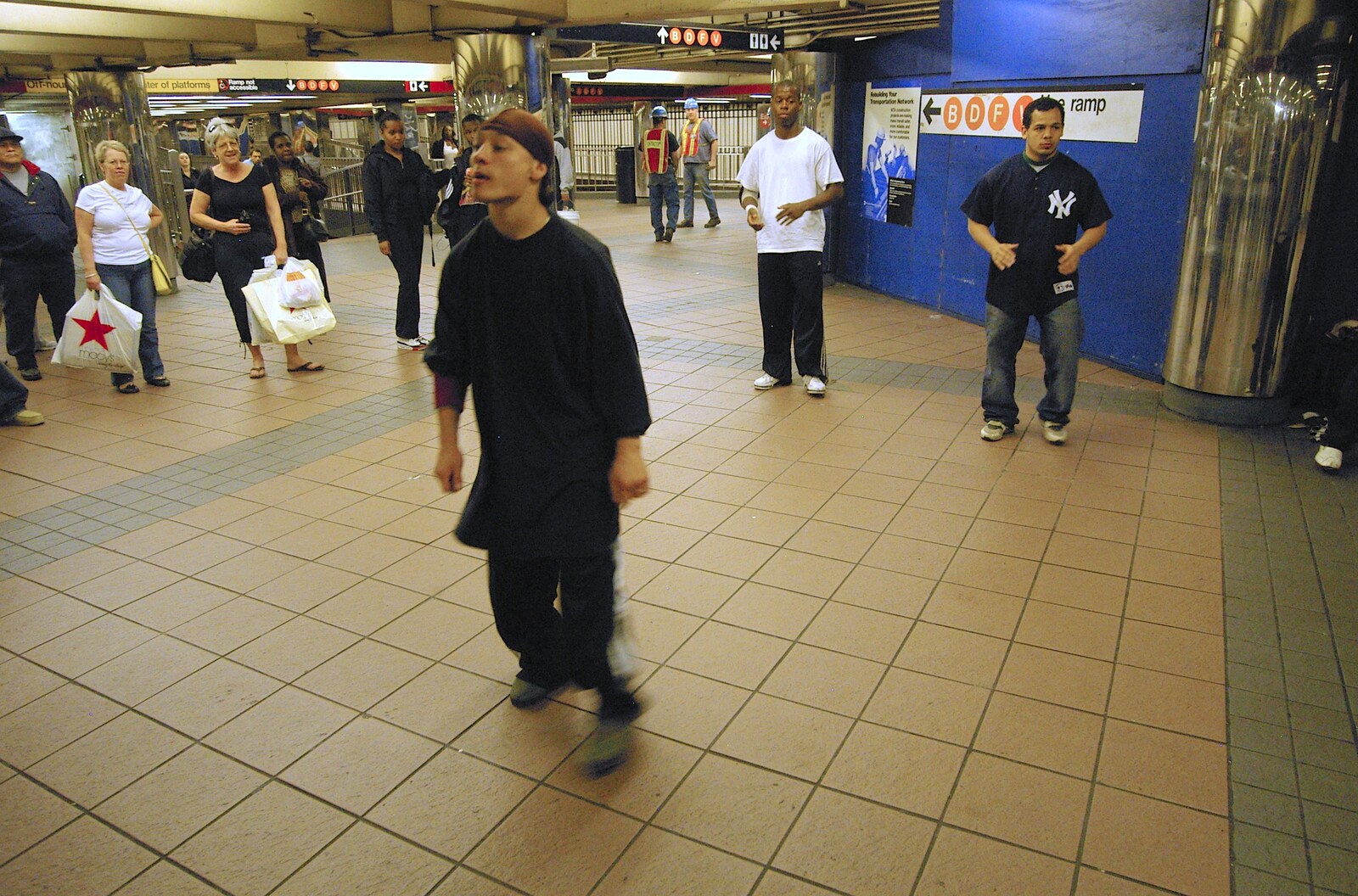 Break dancers in Bryant Street Subway from A Union Square Demo, Bryant Park and Columbus Circle, New York, US - 2nd May 2006