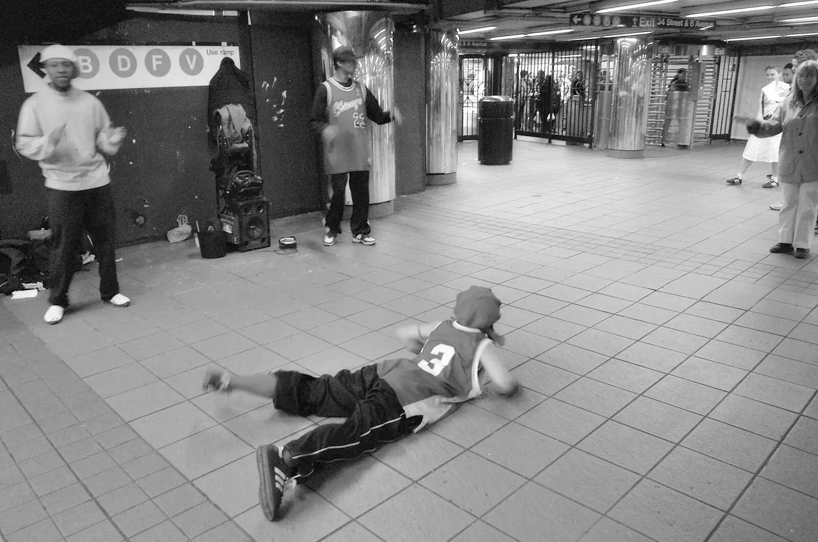 A break-dancing push up, from A Union Square Demo, Bryant Park and Columbus Circle, New York, US - 2nd May 2006