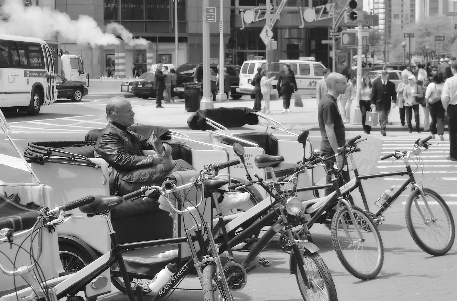 Cycle-taxis wait to lure passing tourists, from A Union Square Demo, Bryant Park and Columbus Circle, New York, US - 2nd May 2006