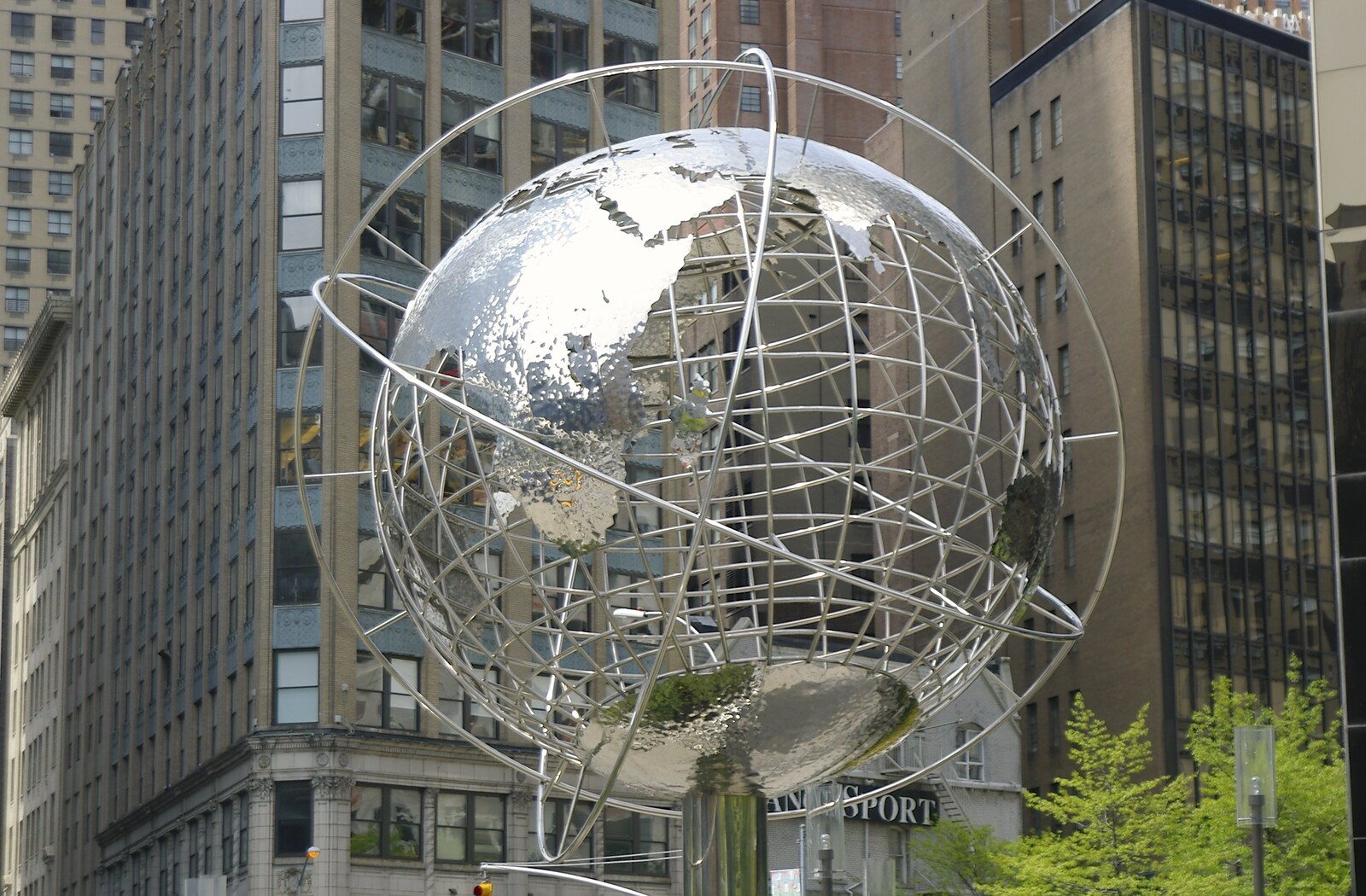 Steel globe in Columbus Circle from A Union Square Demo, Bryant Park and Columbus Circle, New York, US - 2nd May 2006