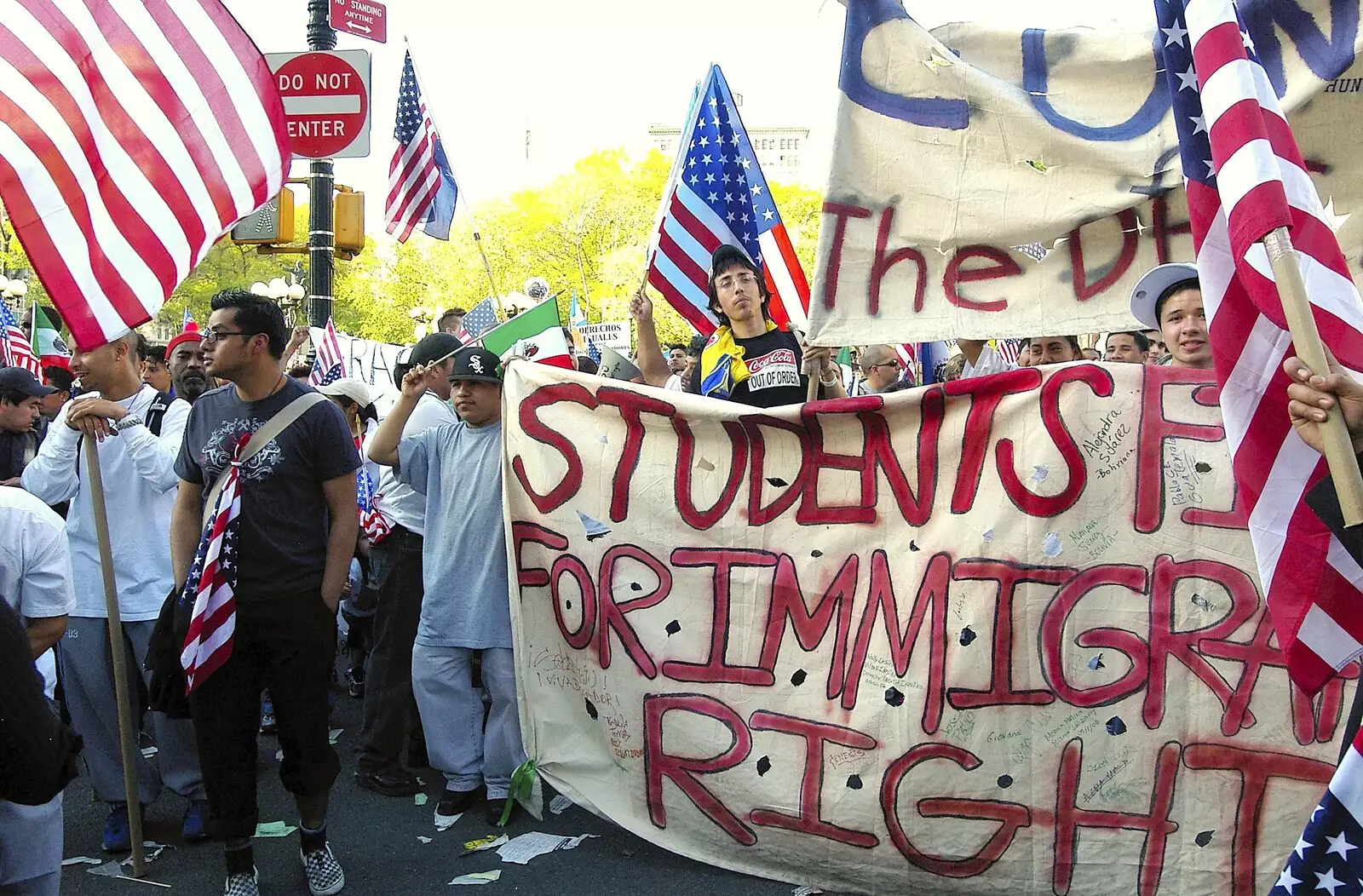 Students protesting, from A Union Square Demo, Bryant Park and Columbus Circle, New York, US - 2nd May 2006