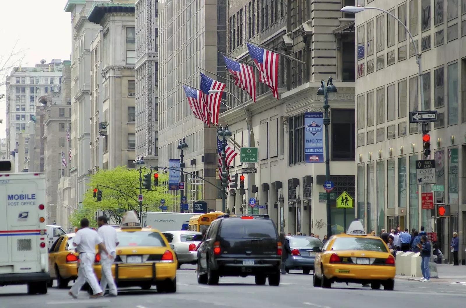 Flags flying down 5th Avenue, from A Union Square Demo, Bryant Park and Columbus Circle, New York, US - 2nd May 2006