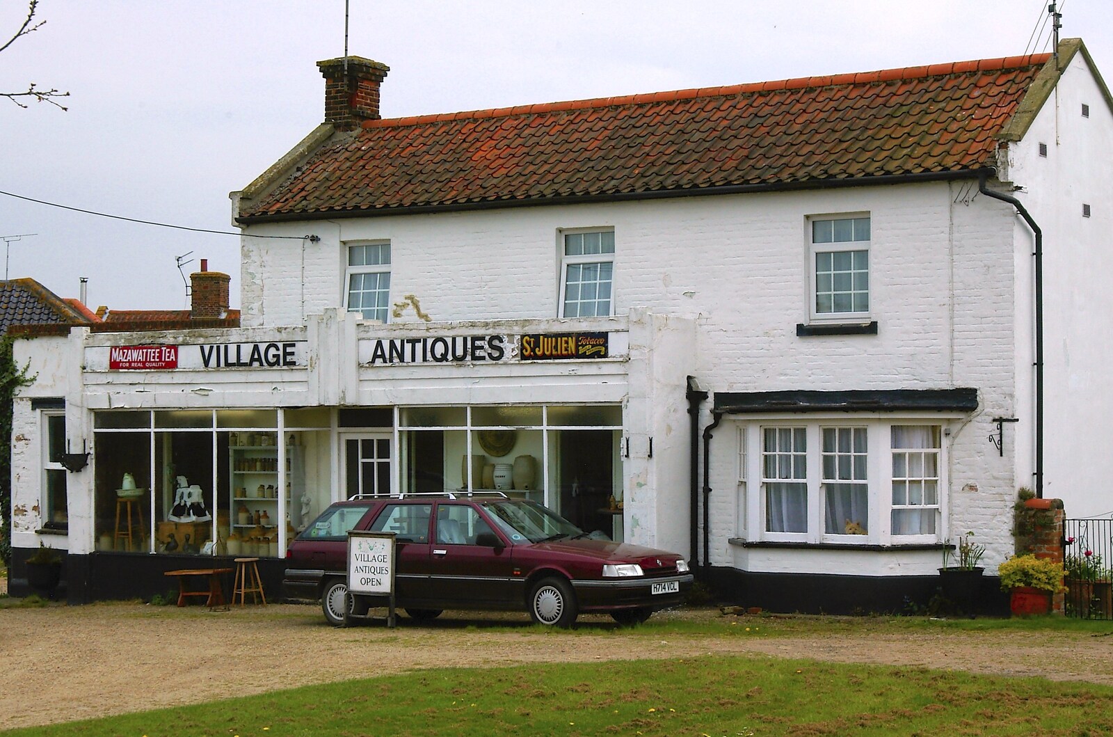 Village antique shop, with a 'Mazawatee Tea' sign from The BSCC does The Pheasant Hotel, Kelling, Norfolk - 6th May 2006