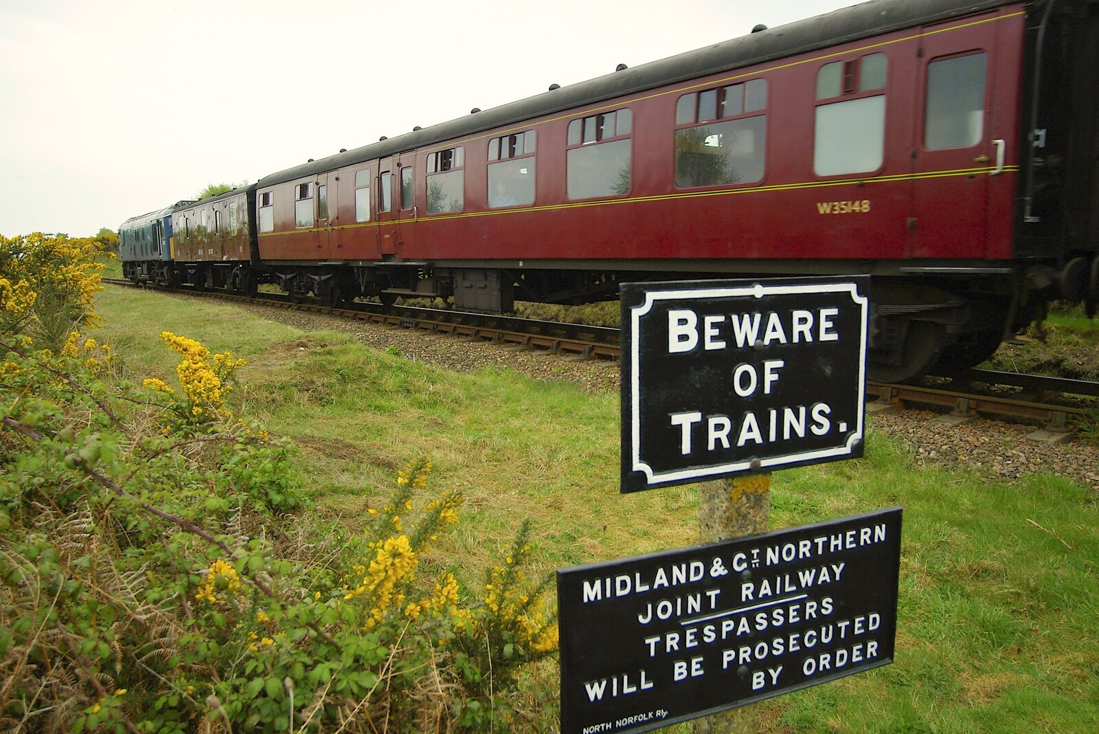 Beware of Trains. It's not wrong. from The BSCC does The Pheasant Hotel, Kelling, Norfolk - 6th May 2006