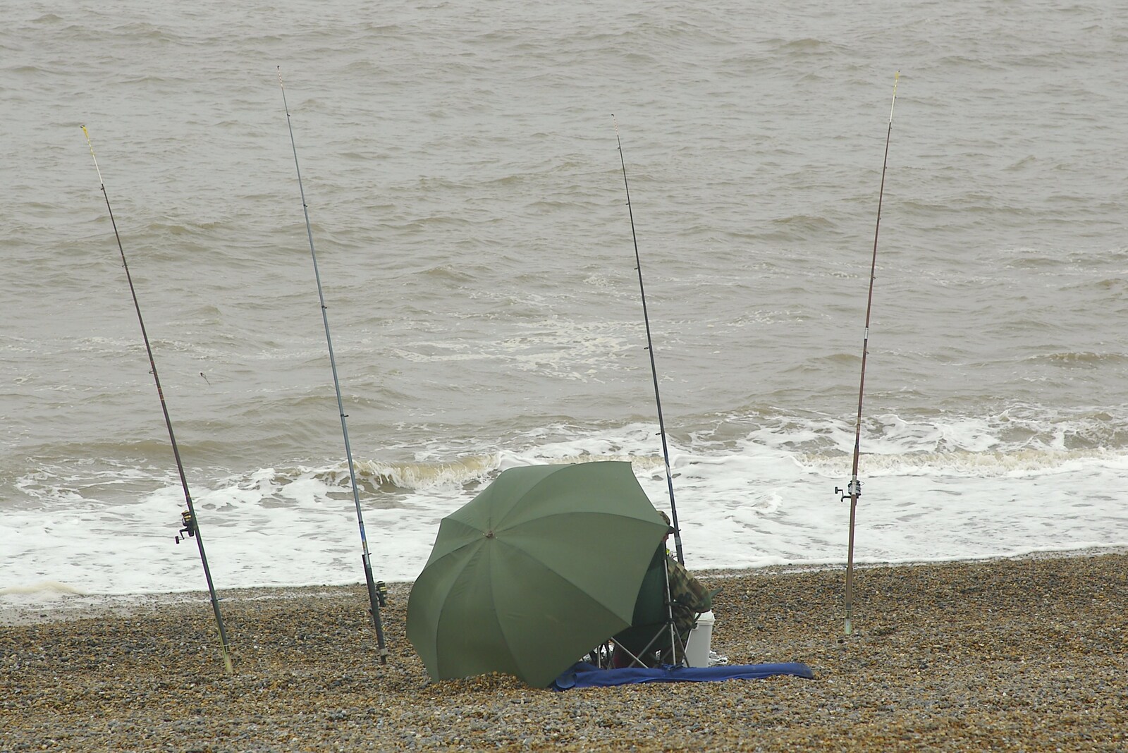 A fisherman faces the bleak North Sea from The BSCC does The Pheasant Hotel, Kelling, Norfolk - 6th May 2006