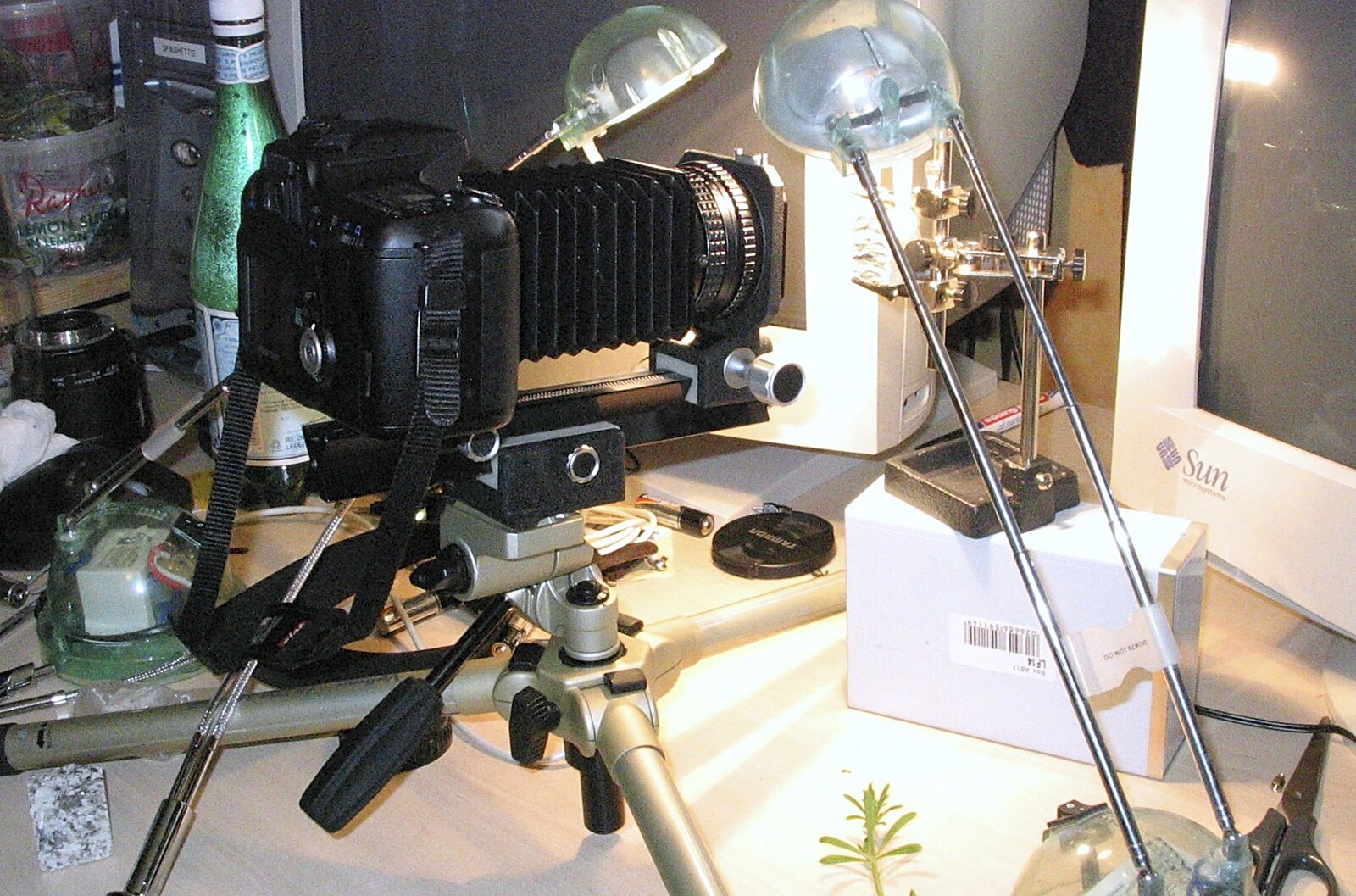 The set-up: the camera on ultra-low tripod from Fun With Bellows: Macro Photography, Brome, Suffolk - 13th May 2006