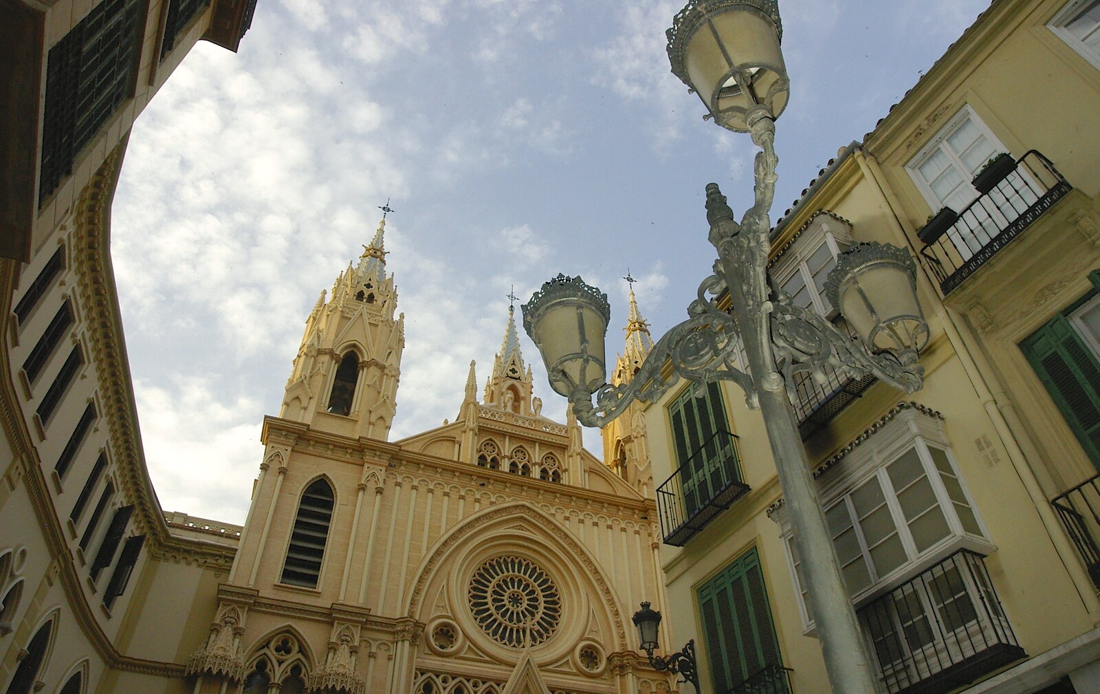 Streetlight and church from Working at Telefónica, Malaga, Spain - 6th June 2006