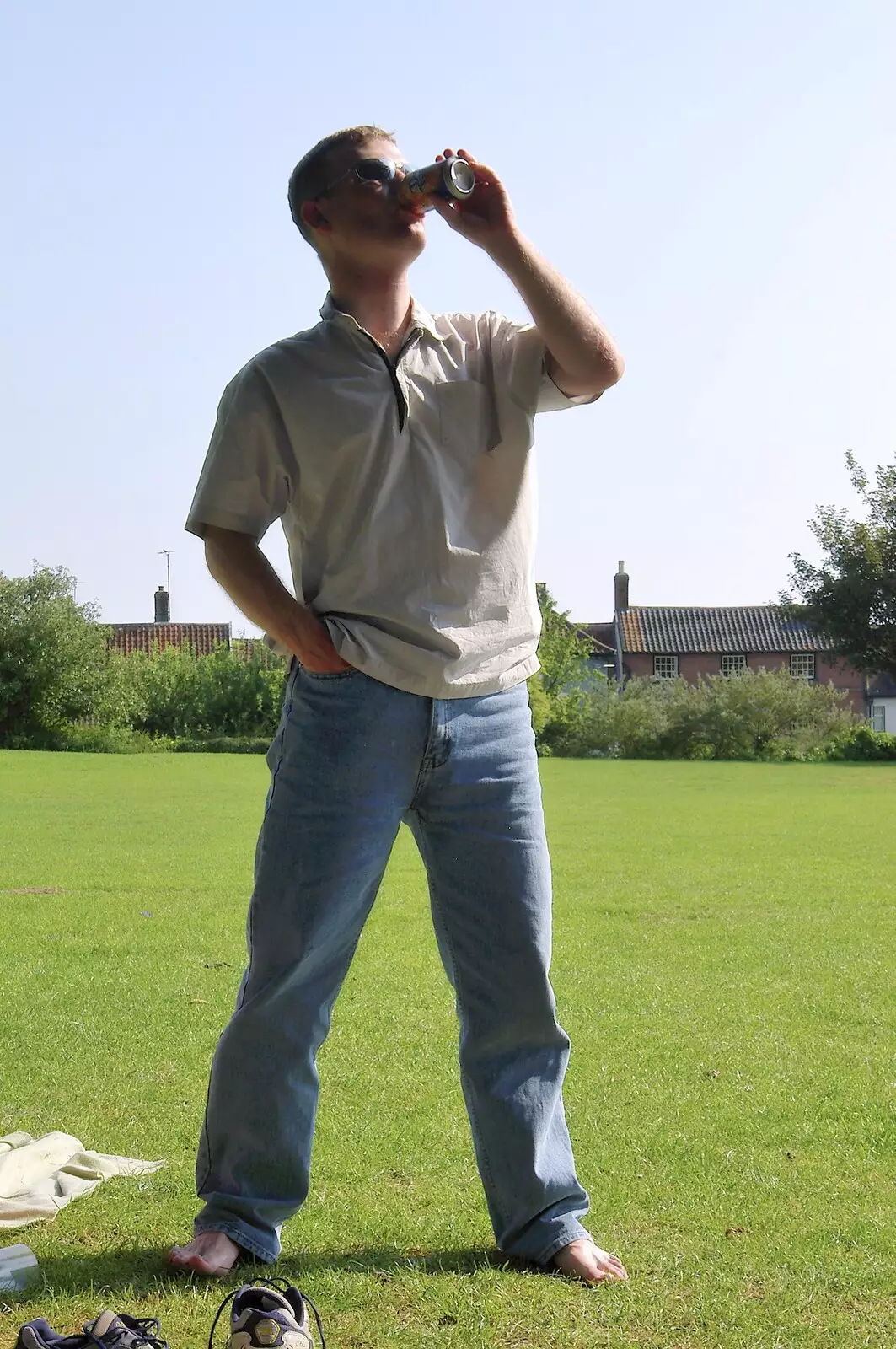 Mikey-P swigs a can of fizz, from A Picnic by the Castle on a Hill, Framlingham, Suffolk - 17th June 2006