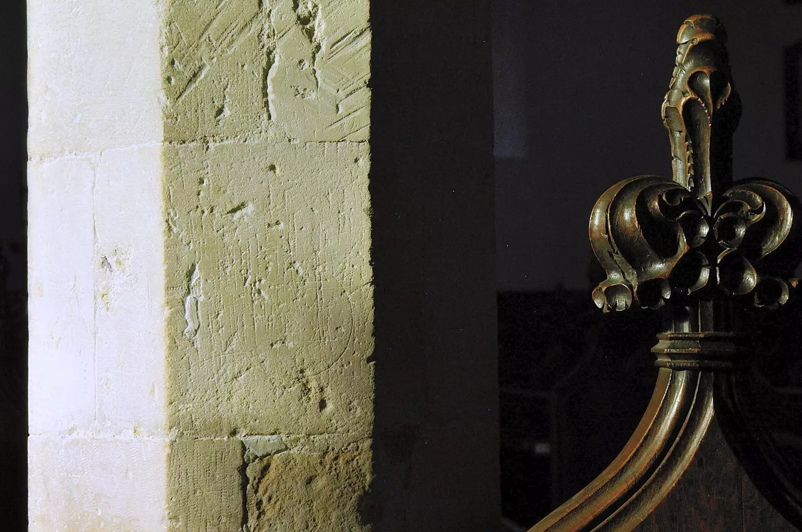 A stone column and a pew-end finial, from A Picnic by the Castle on a Hill, Framlingham, Suffolk - 17th June 2006