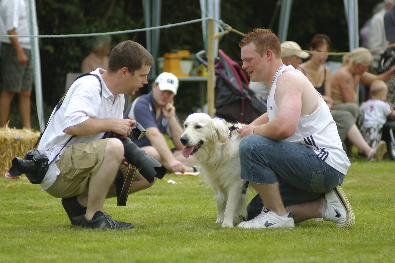 The winner of the dog show gets a photo taken from The Village Fête, Yaxley, Suffolk - 18th June 2006