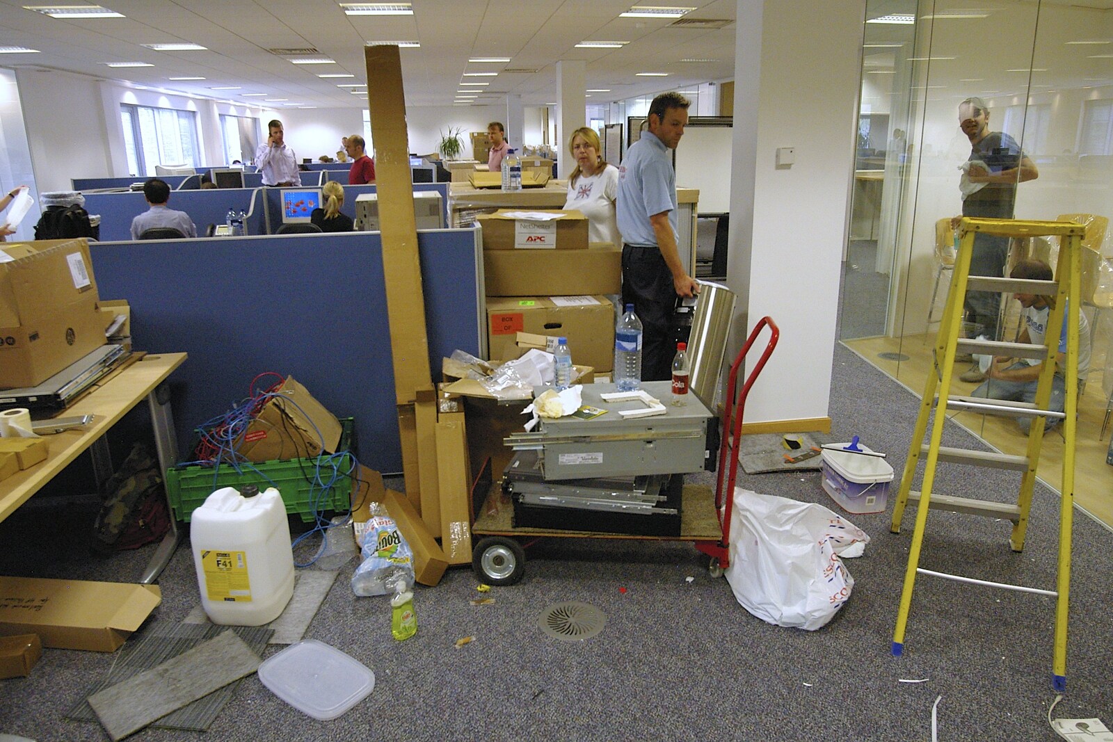 Downstairs is a bit chaotic from Qualcomm Moves Offices, Milton Road, Cambridge - 26th July 2006