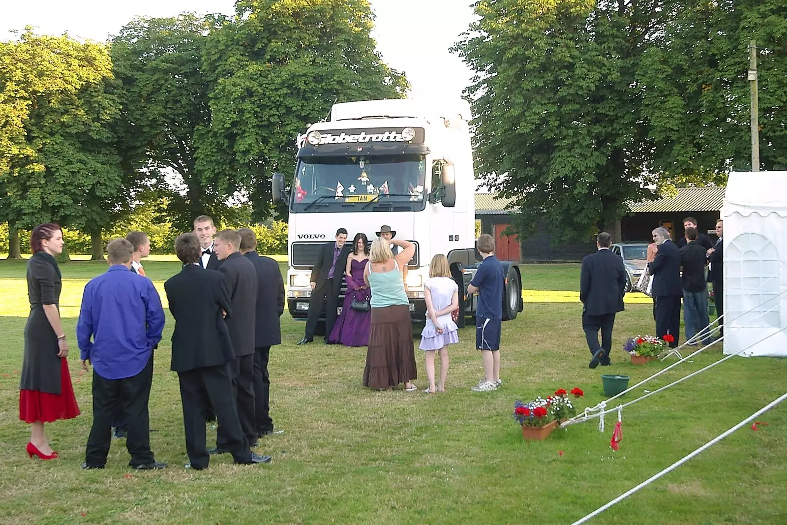 One party-goer arrives in a Volvo tractor unit, from The BBs Play Athelington Hall, Horham, Suffolk - 29th June 2006