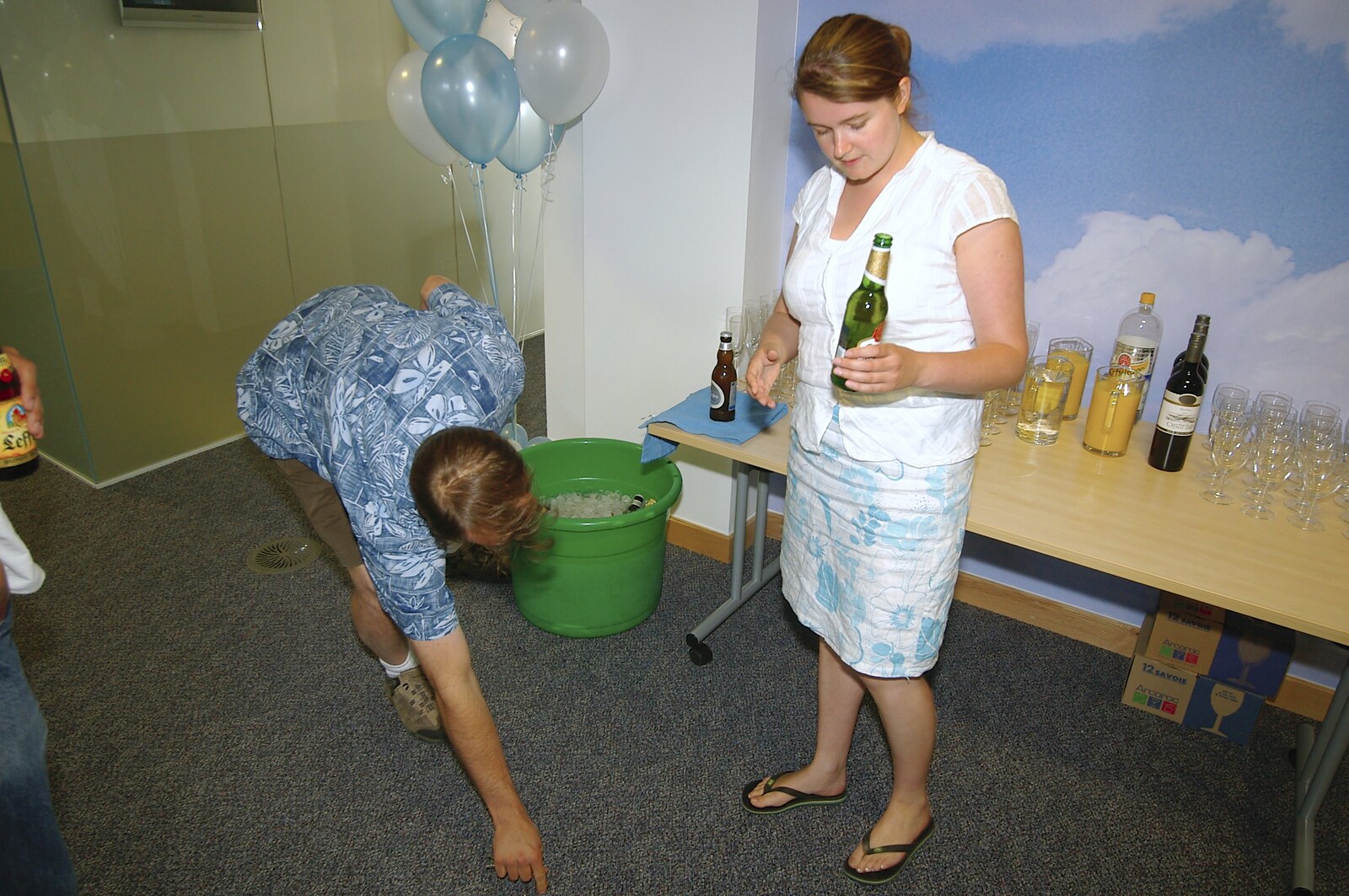 Isobe's dropped some beer from Qualcomm's New Office Party, Science Park, Milton Road, Cambridge - 3rd July 2006