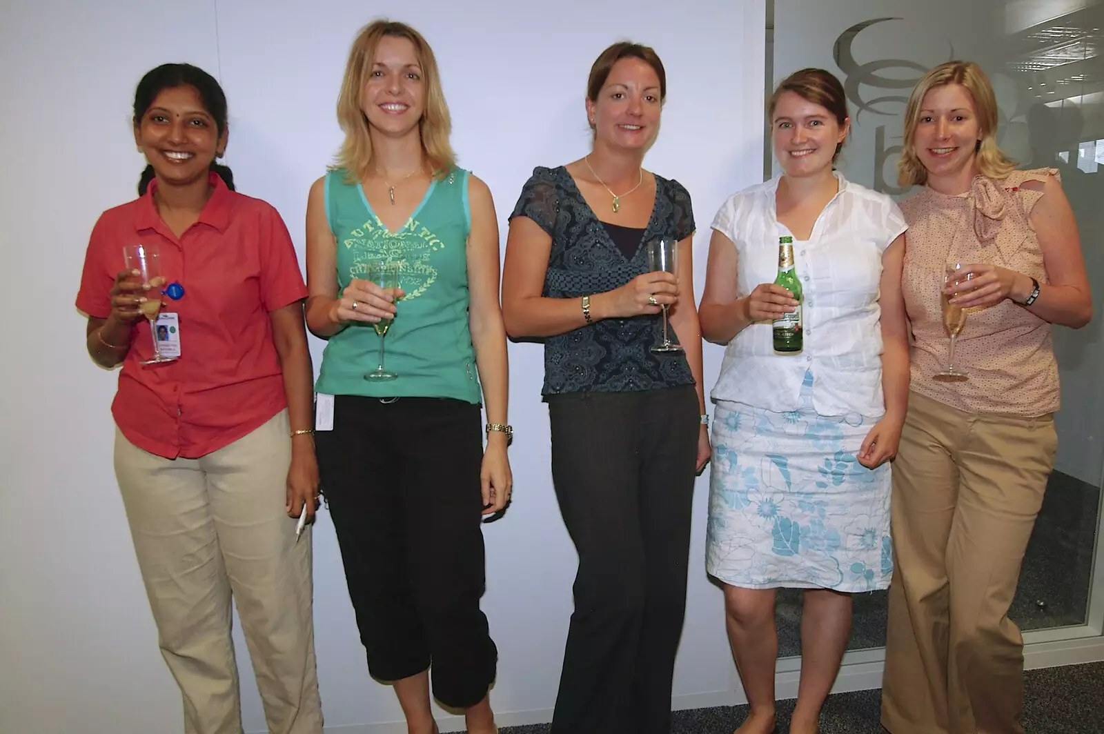 Sangheetha, Janet, Zoe, Isobel, Lucy - the 5k gang, from Qualcomm's New Office Party, Science Park, Milton Road, Cambridge - 3rd July 2006