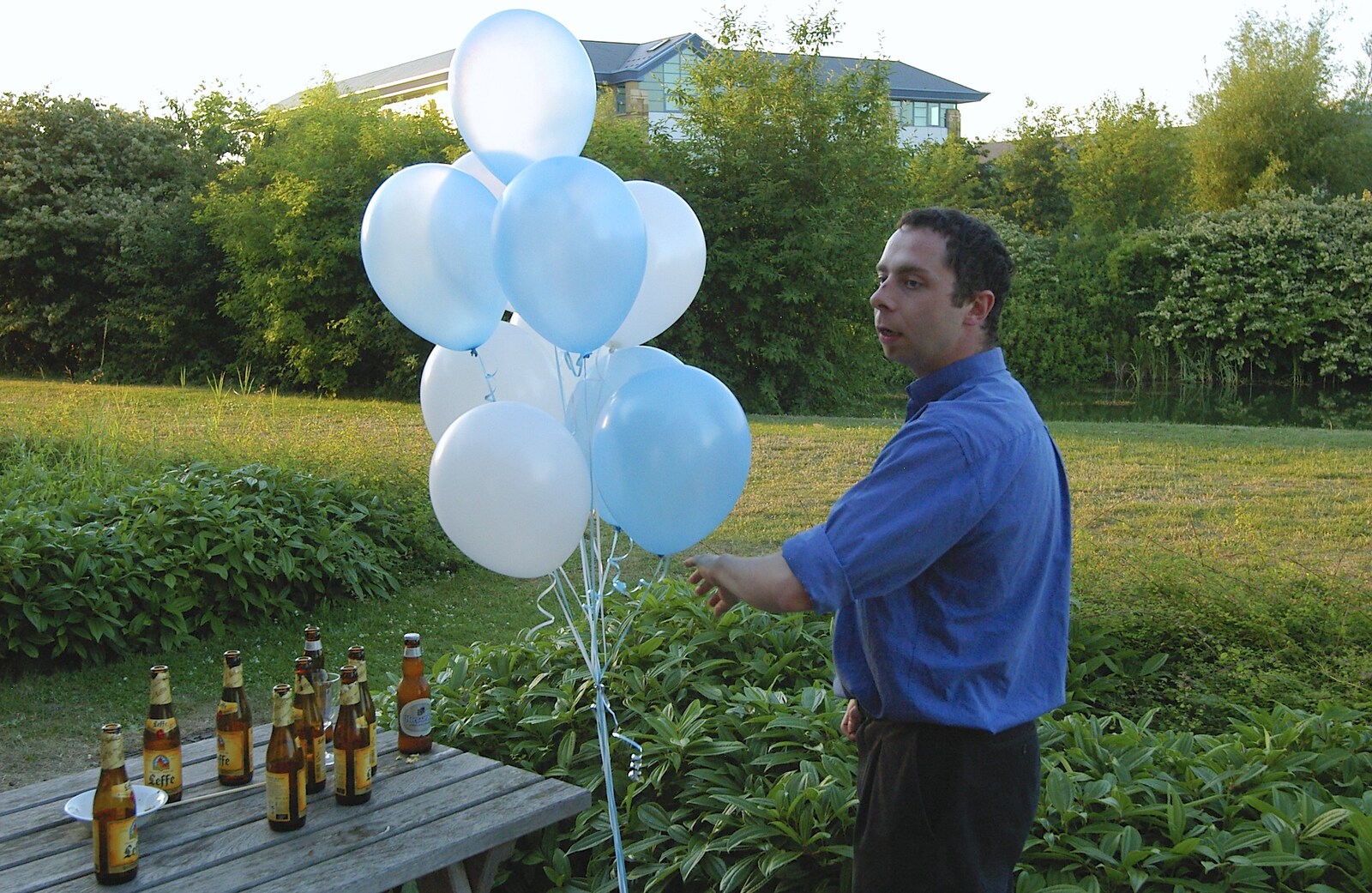 Leon with balloons from Qualcomm's New Office Party, Science Park, Milton Road, Cambridge - 3rd July 2006
